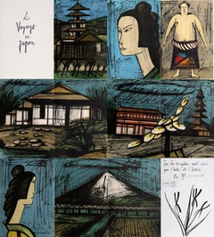 Vintage Le Voyage au Japon Portfolio, Portfolio Book with 24 Lithographs by Buffet