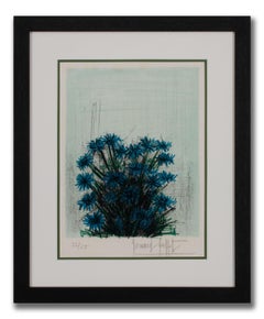 "Les Myosotis" (Forget-Me-Not) Hand-Signed Lithograph by Bernard Buffet, Framed