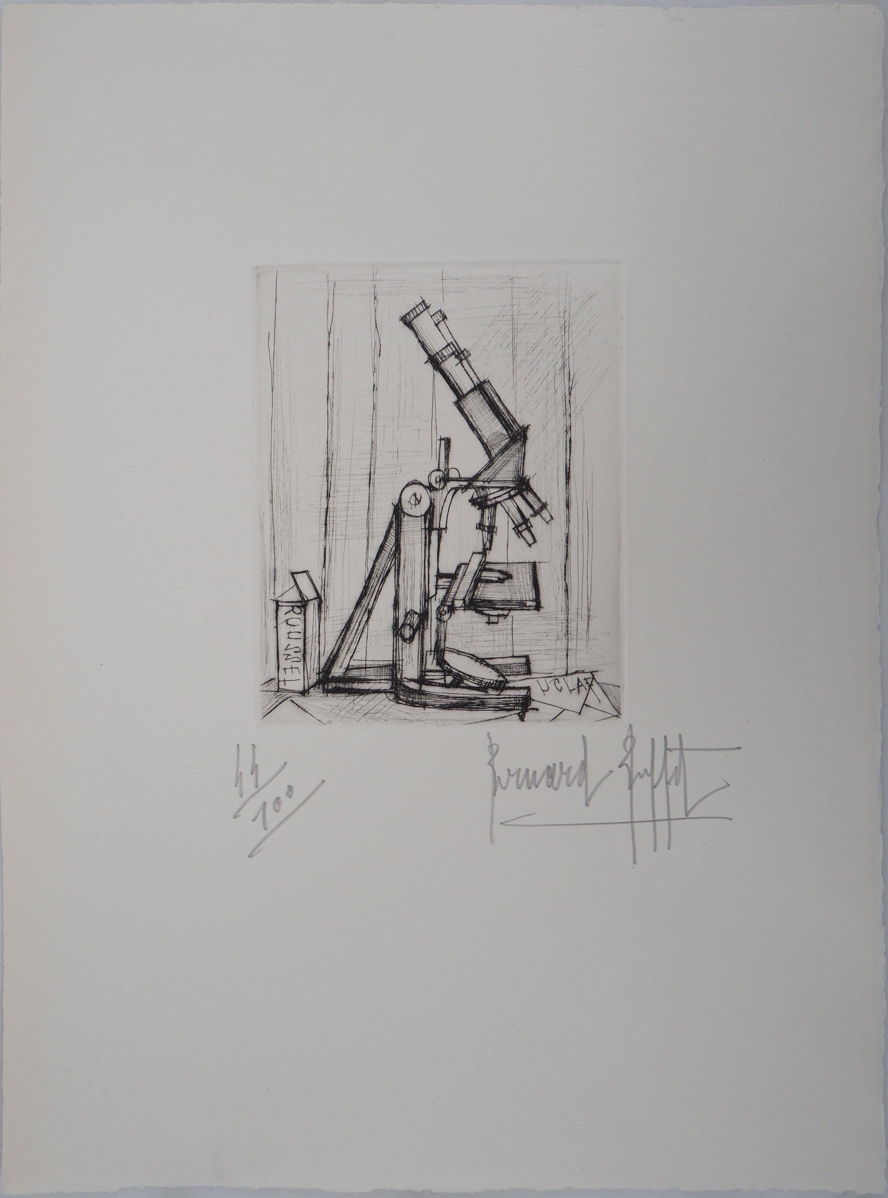 Microscope – Original handsignierte Radierung – 1959 – Print von Bernard Buffet