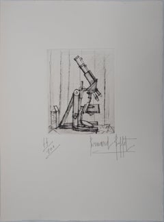 Microscopio - Incisione originale firmata a mano - 1959