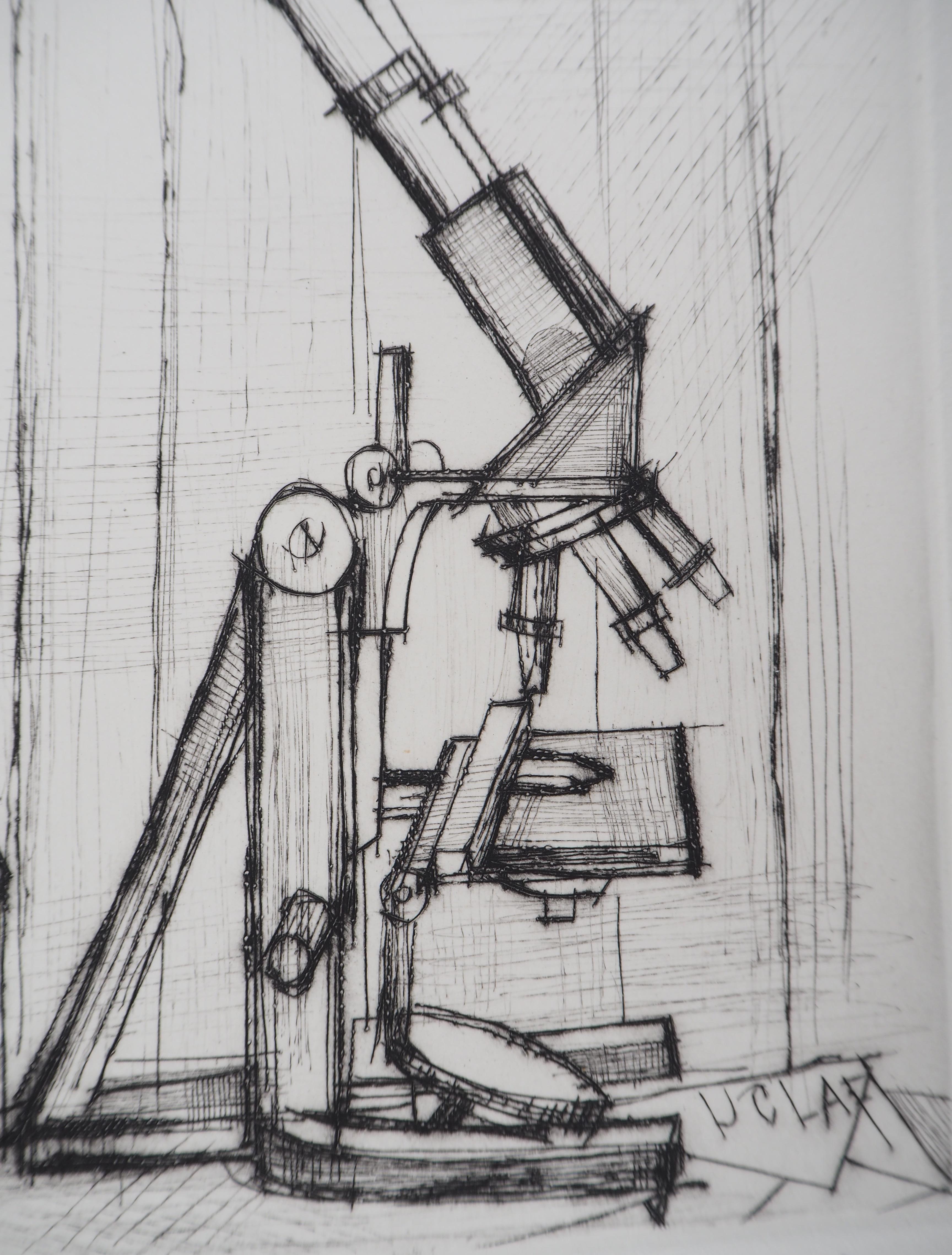 Microscope – Original handsignierte Radierung – 1959 im Angebot 1