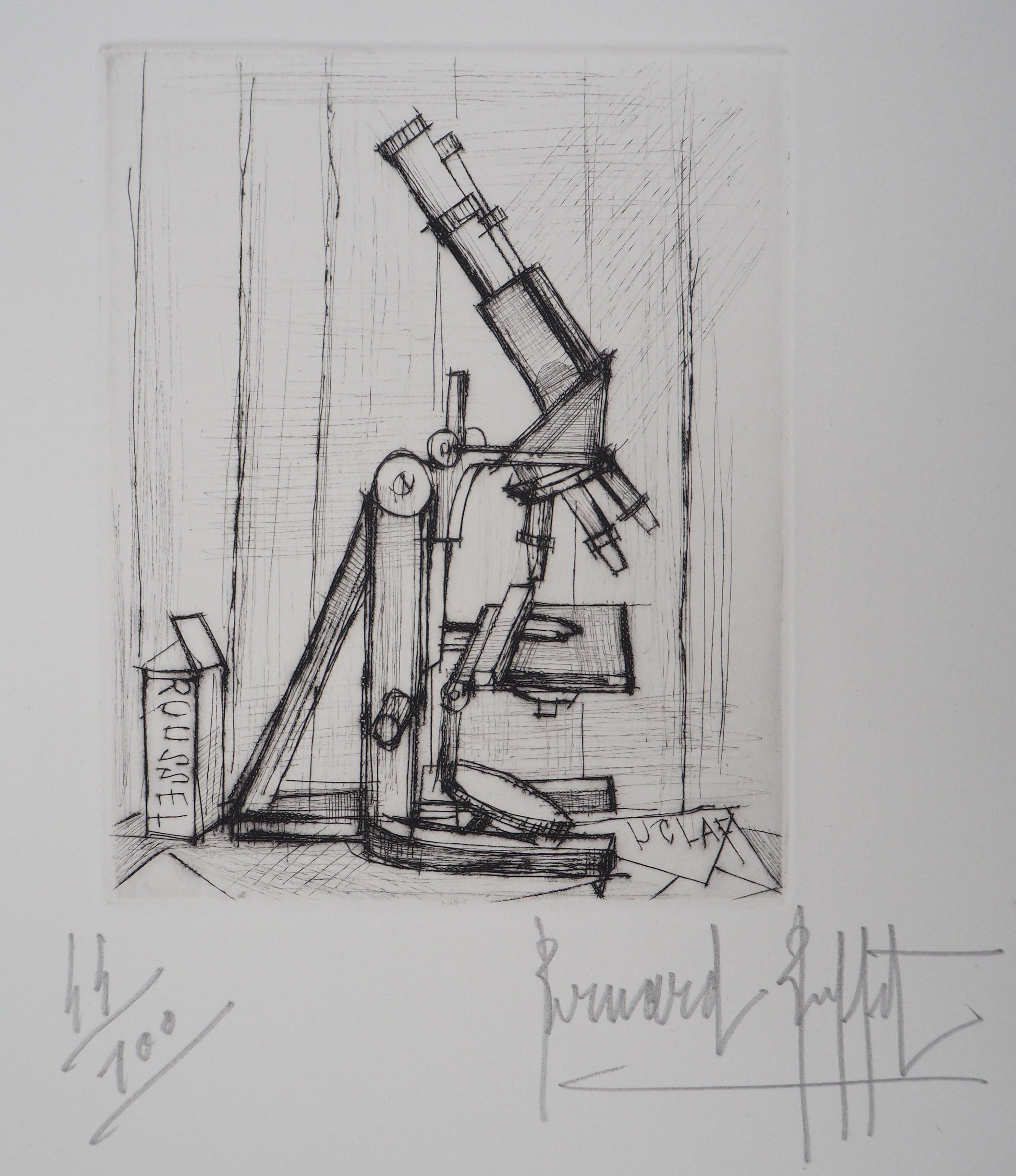 Bernard Buffet Still-Life Print - Microscope - Original Handsigned Etching - 1959