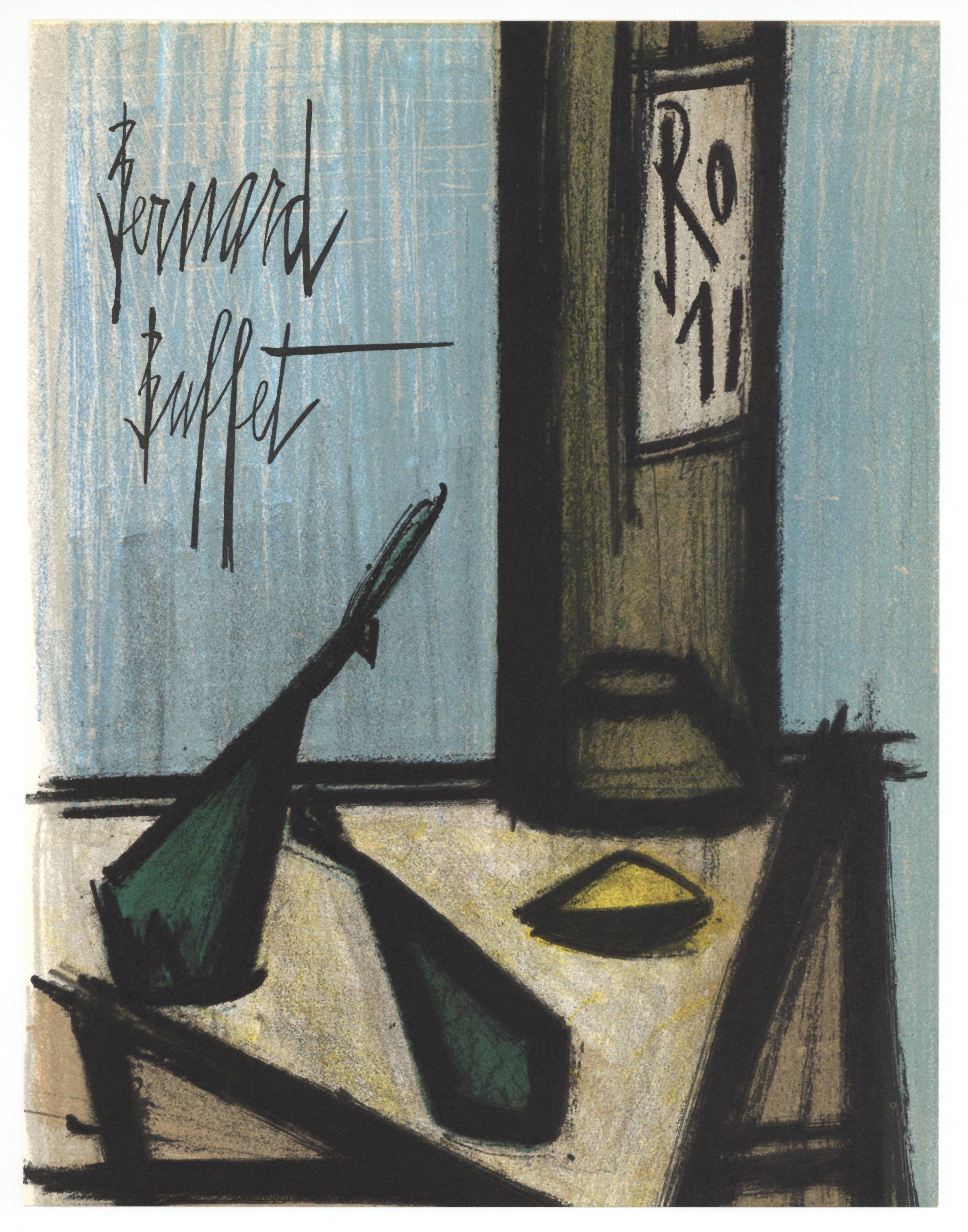 Originallithographie „Nature morte a la bouteille“ – Print von Bernard Buffet