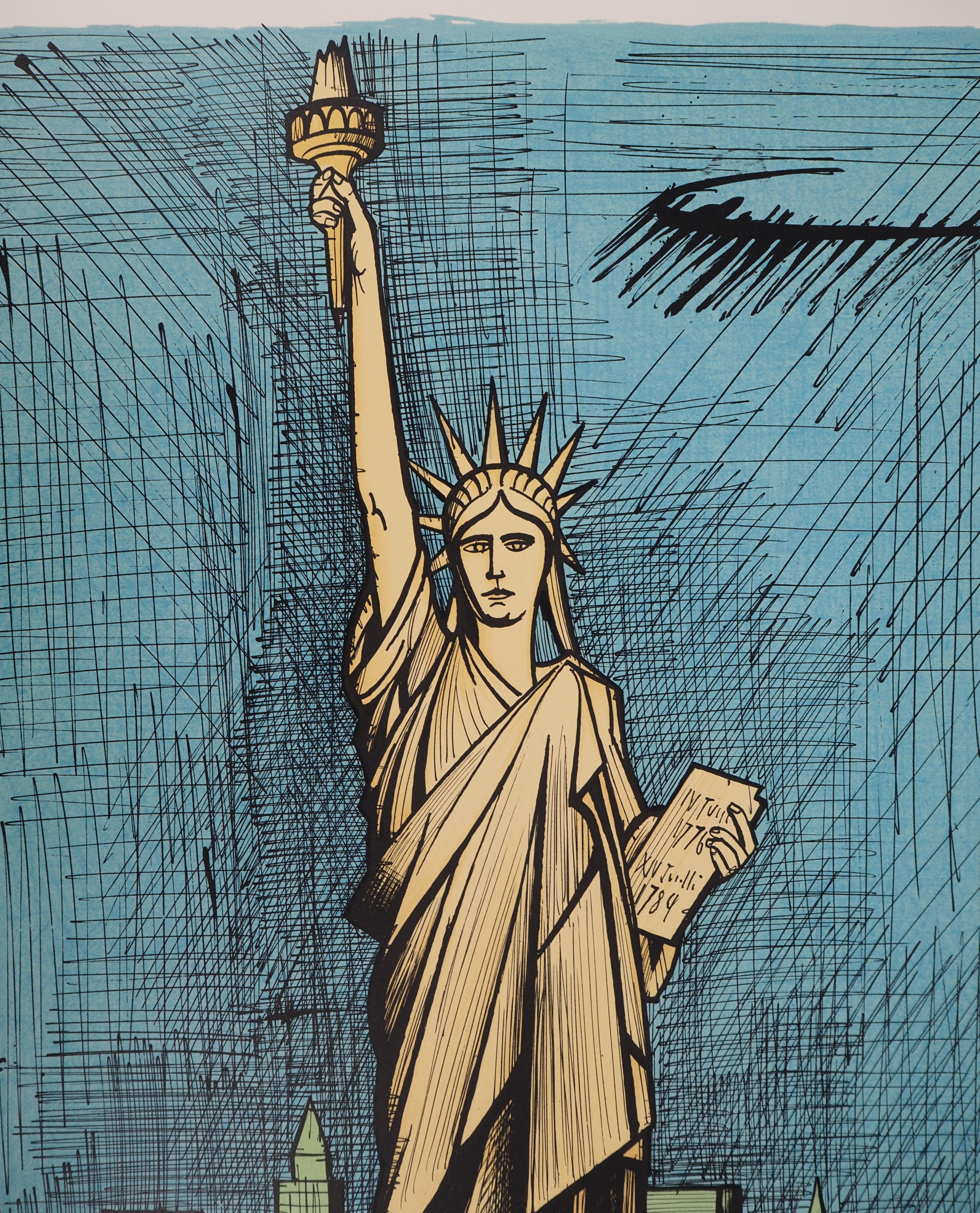 Nueva York : Estatua de la Libertad - Litografía original firmada a mano - Print moderno estadounidense de Bernard Buffet