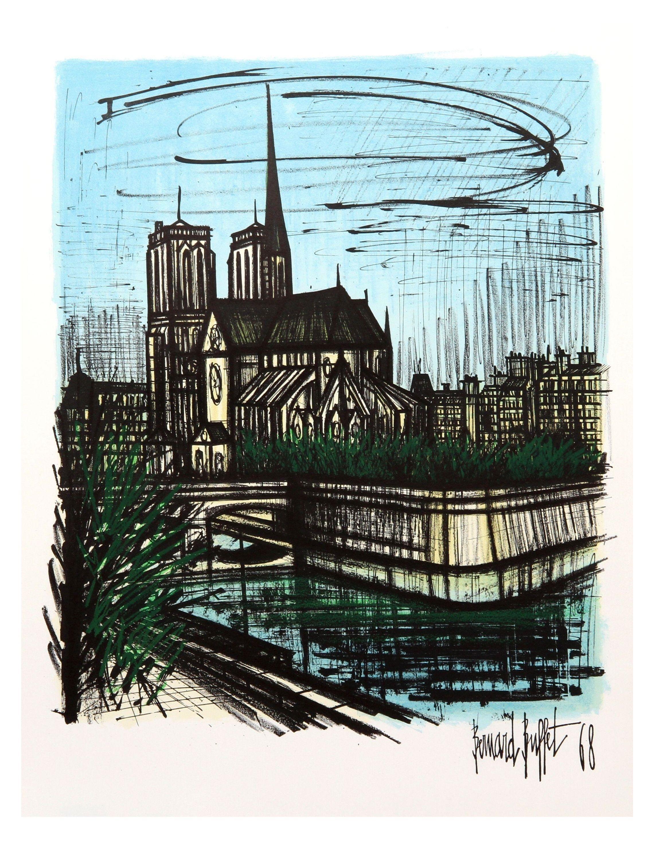 Notre Dame de Paris by Bernard Buffet, Lithograph 1968