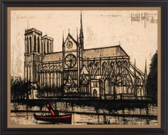 "Notre-Dame (De Paris)" Large 5.5-Foot Wall Tapestry by Bernard Buffet, Framed