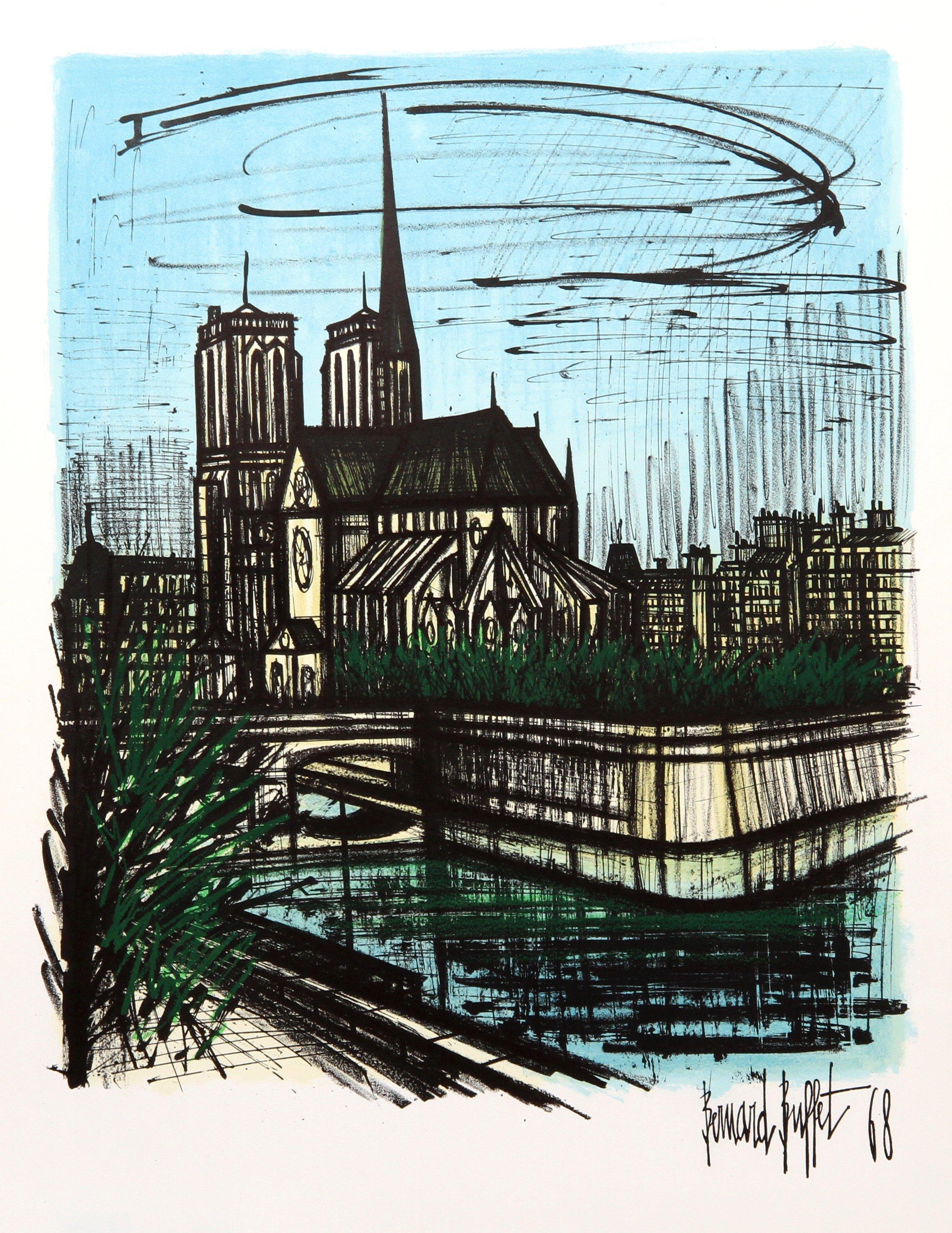 Bernard Buffet Landscape Print - Notre Dame