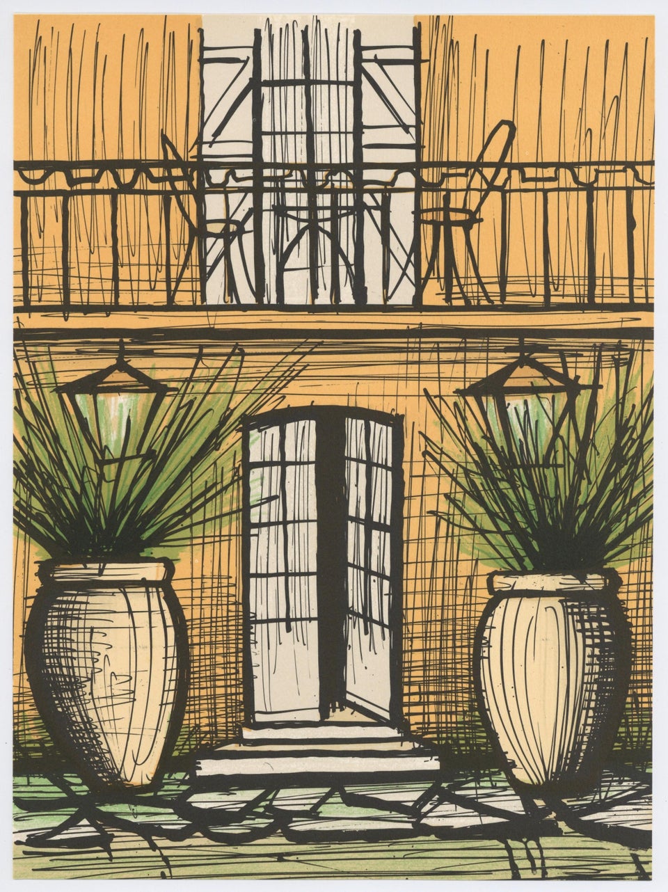 V. Beffa Hand Signed Original Lithograph – 'La Pensee Et Tournesols' After Bernard Buffet – Limited Edition 1975, Unframed