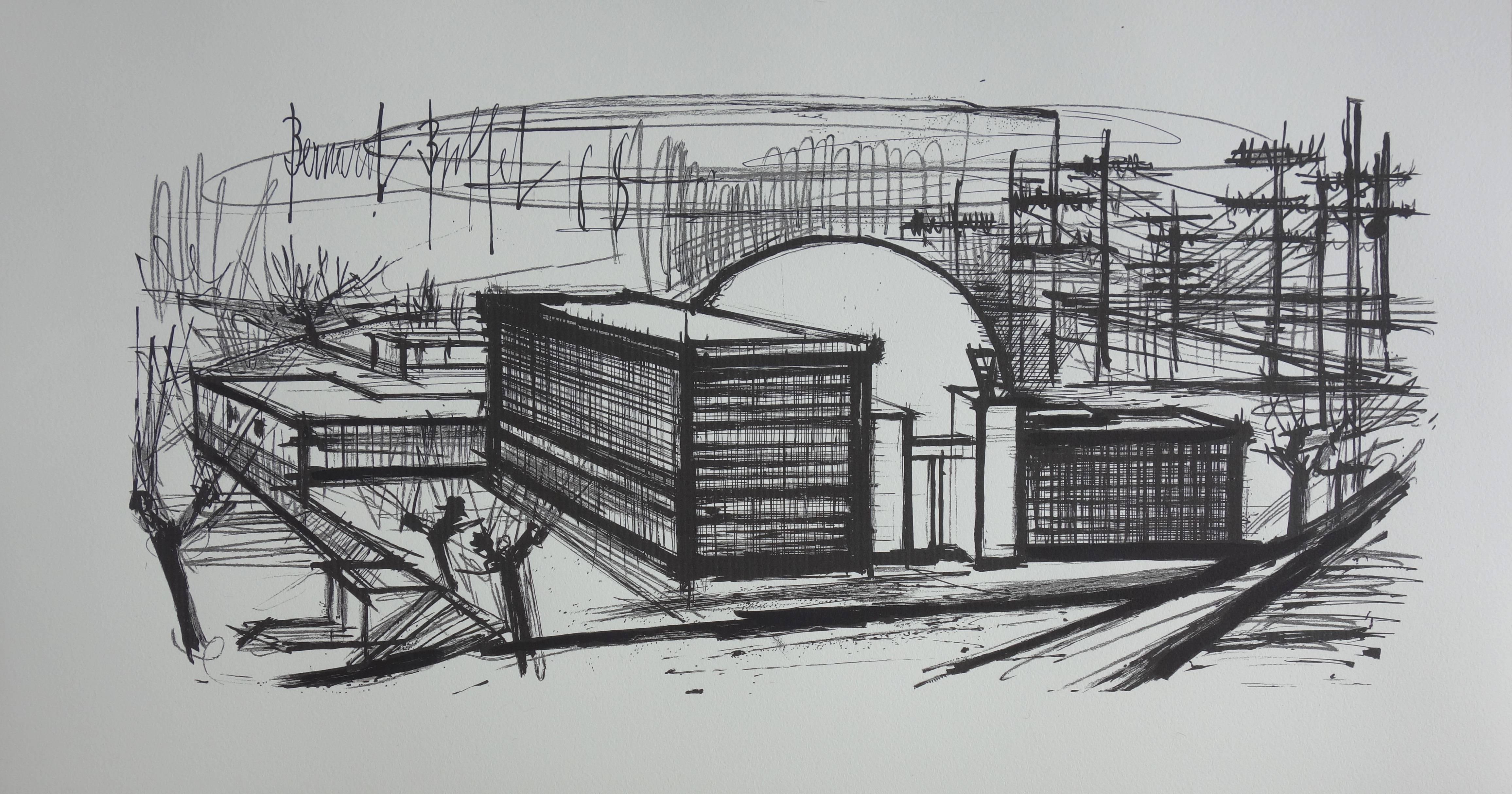 Bernard Buffet Landscape Print - Power Station - Lithograph on vellum - 1968