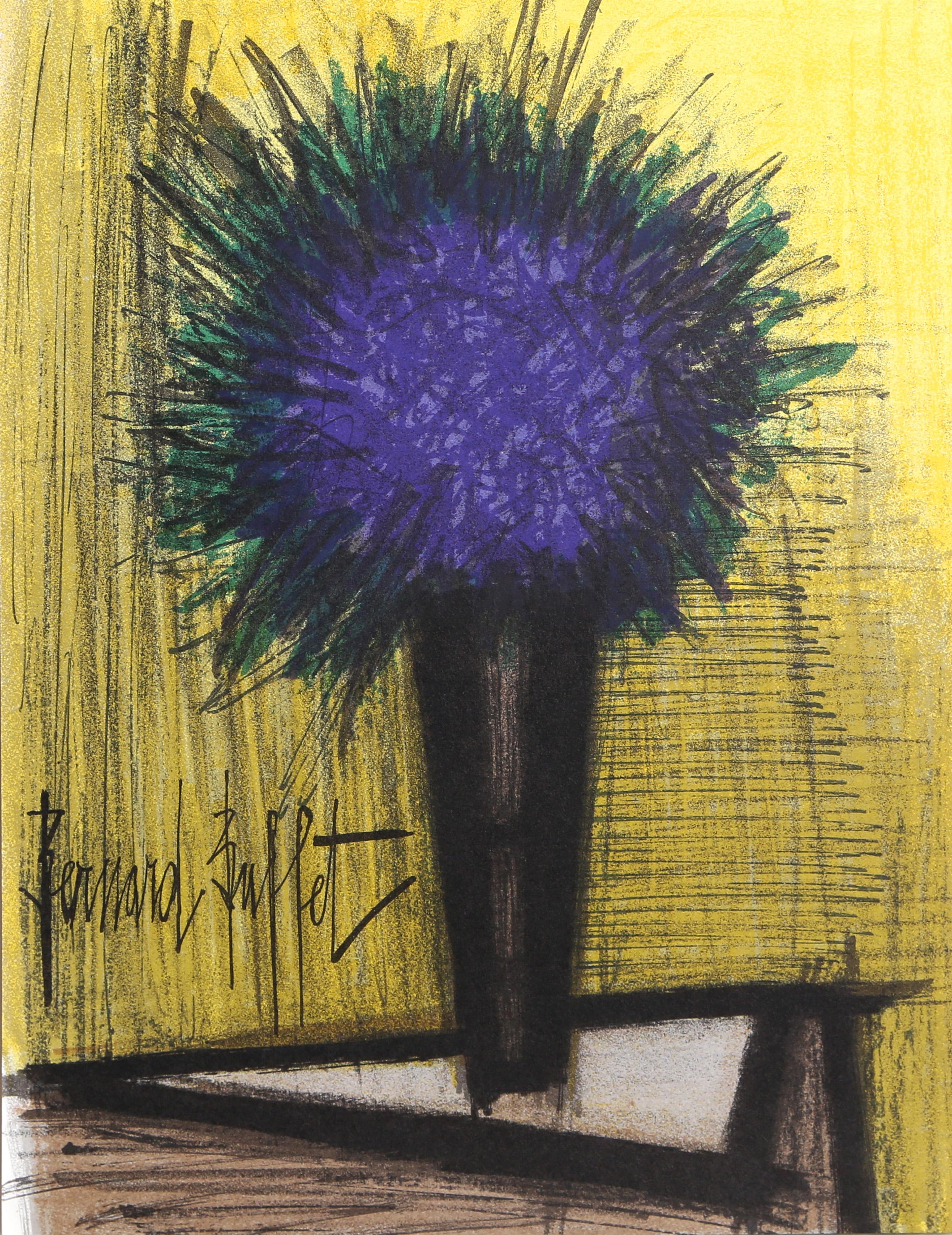 Bernard Buffet, Français (1928 - 1999) -  Fleur pourpre. Année : 1968, Médium : Lithographie, signée dans la plaque, Taille : 14  x 10 in. (35.56  x 25.4 cm) 