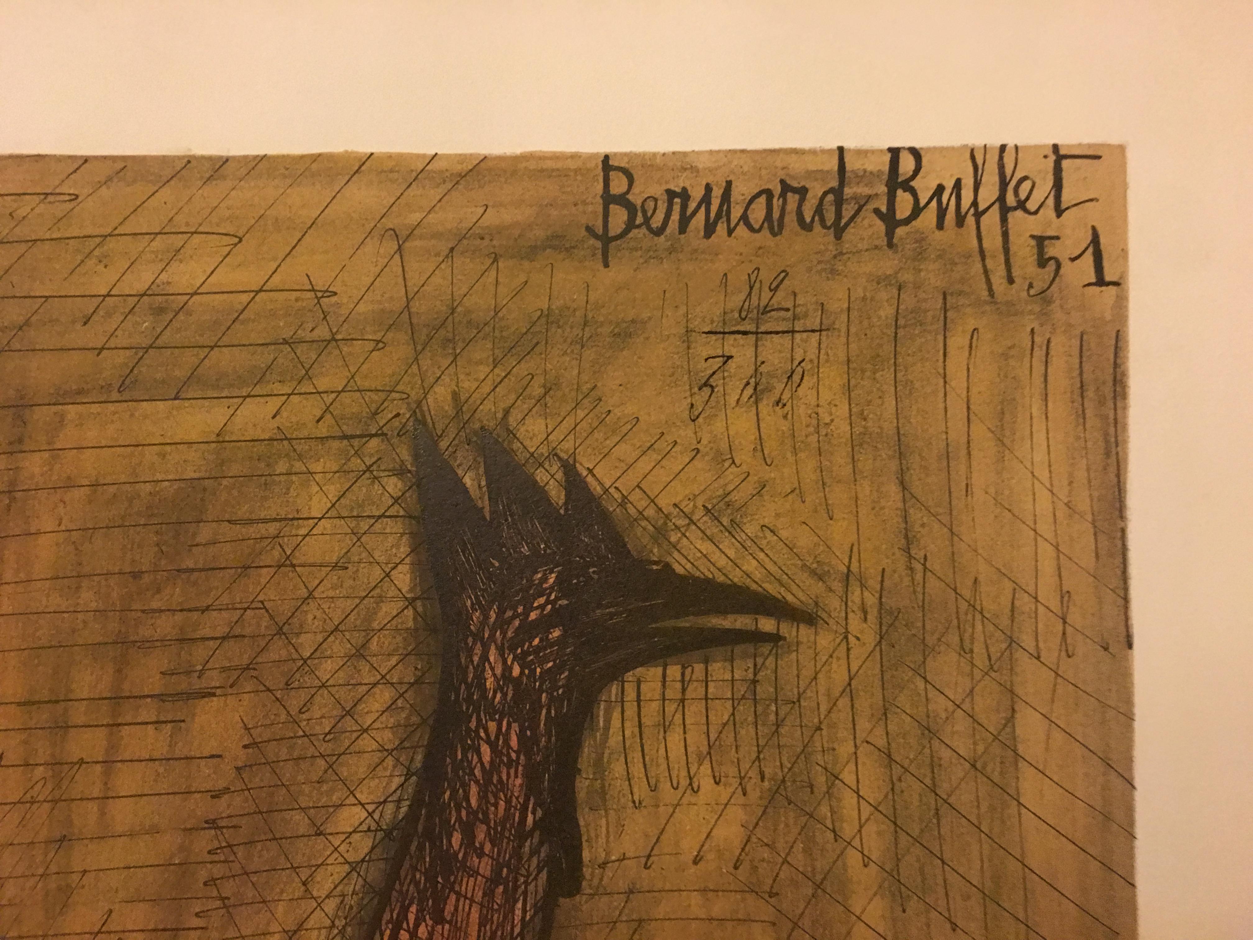 Rooster - Brown Animal Print by Bernard Buffet