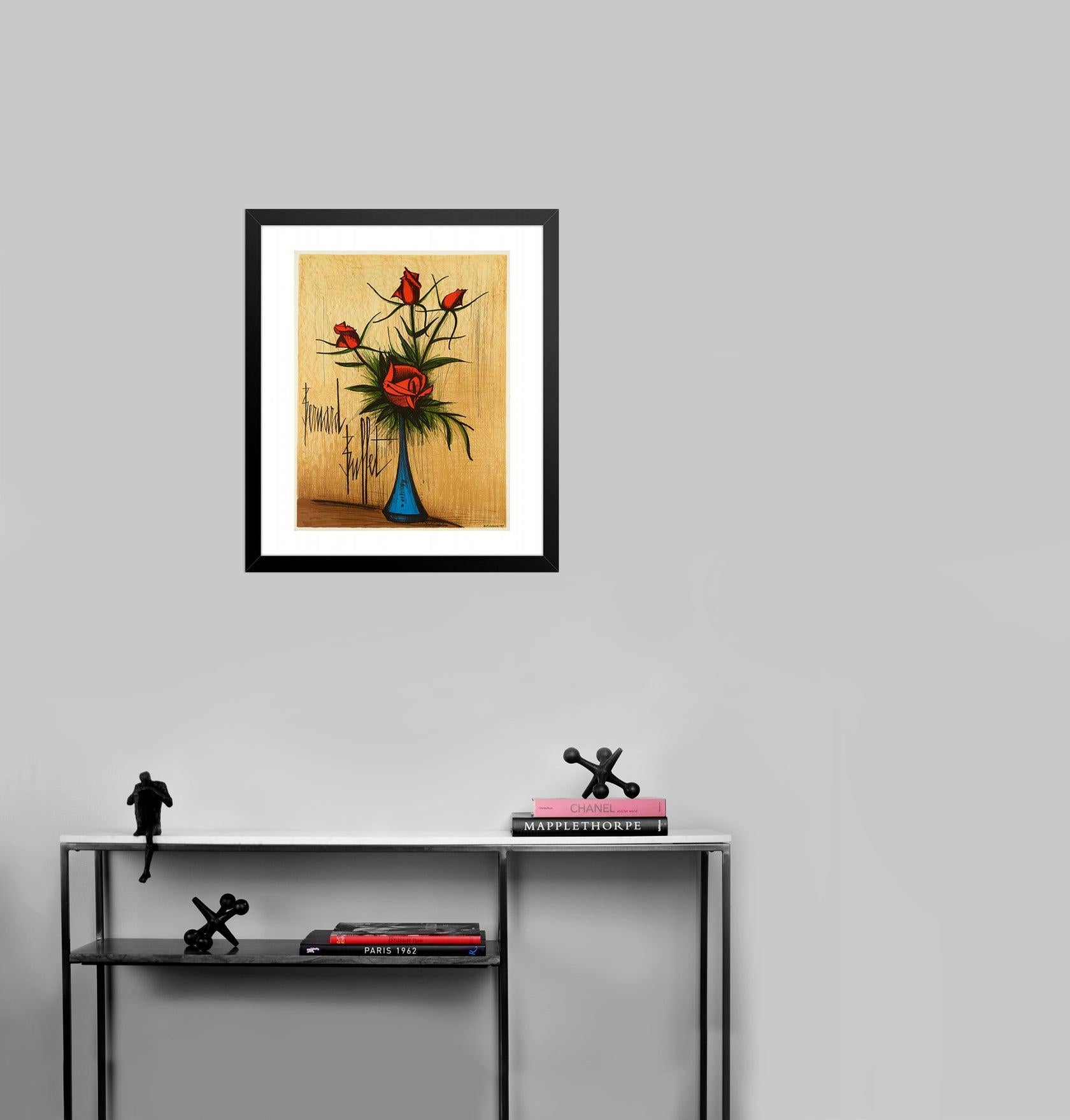Roses dans un Vase Bleu - Fleurs by Bernard Buffet For Sale 1