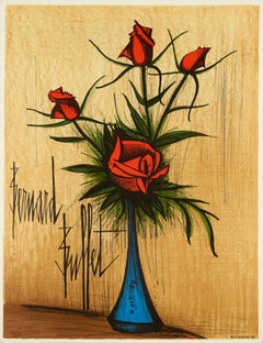 Roses dans un Vase Bleu - Fleurs by Bernard Buffet