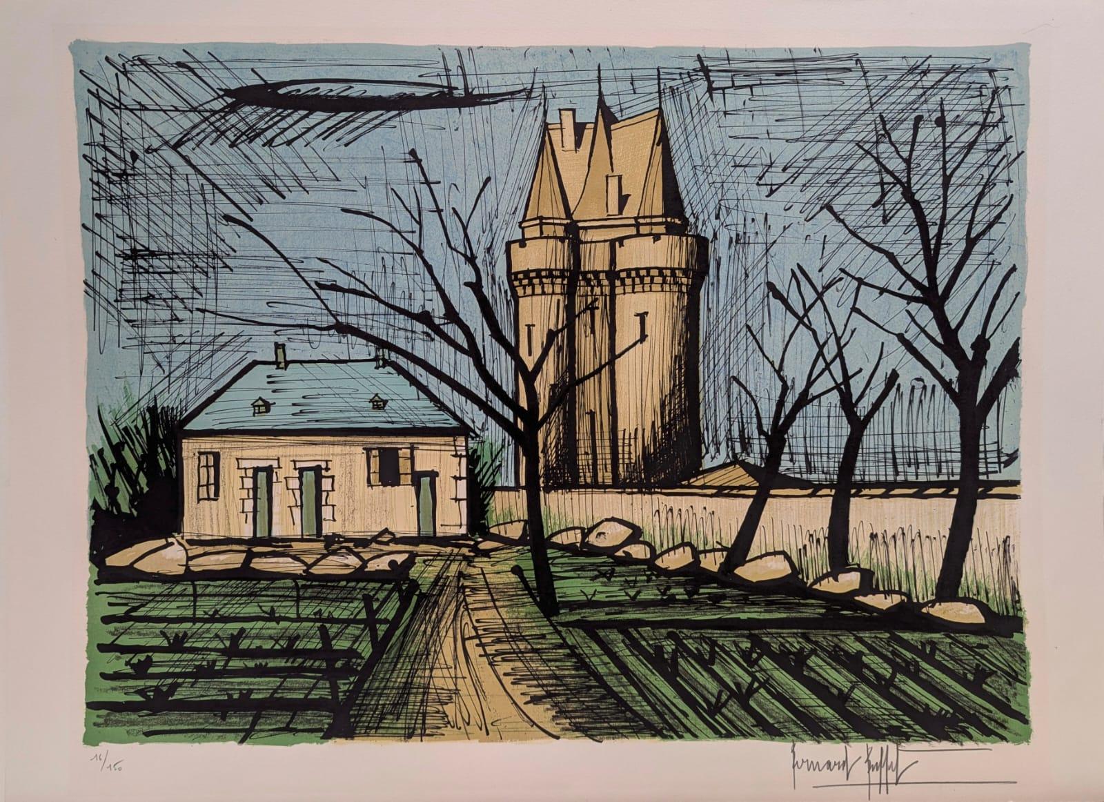 ベルナール・ビュッフェ「Saint-Servan」希少画集の額装画、人気作品 ベルナール・ビュッフェ「Saint-Servan」希少画集の額装画、人気作品
