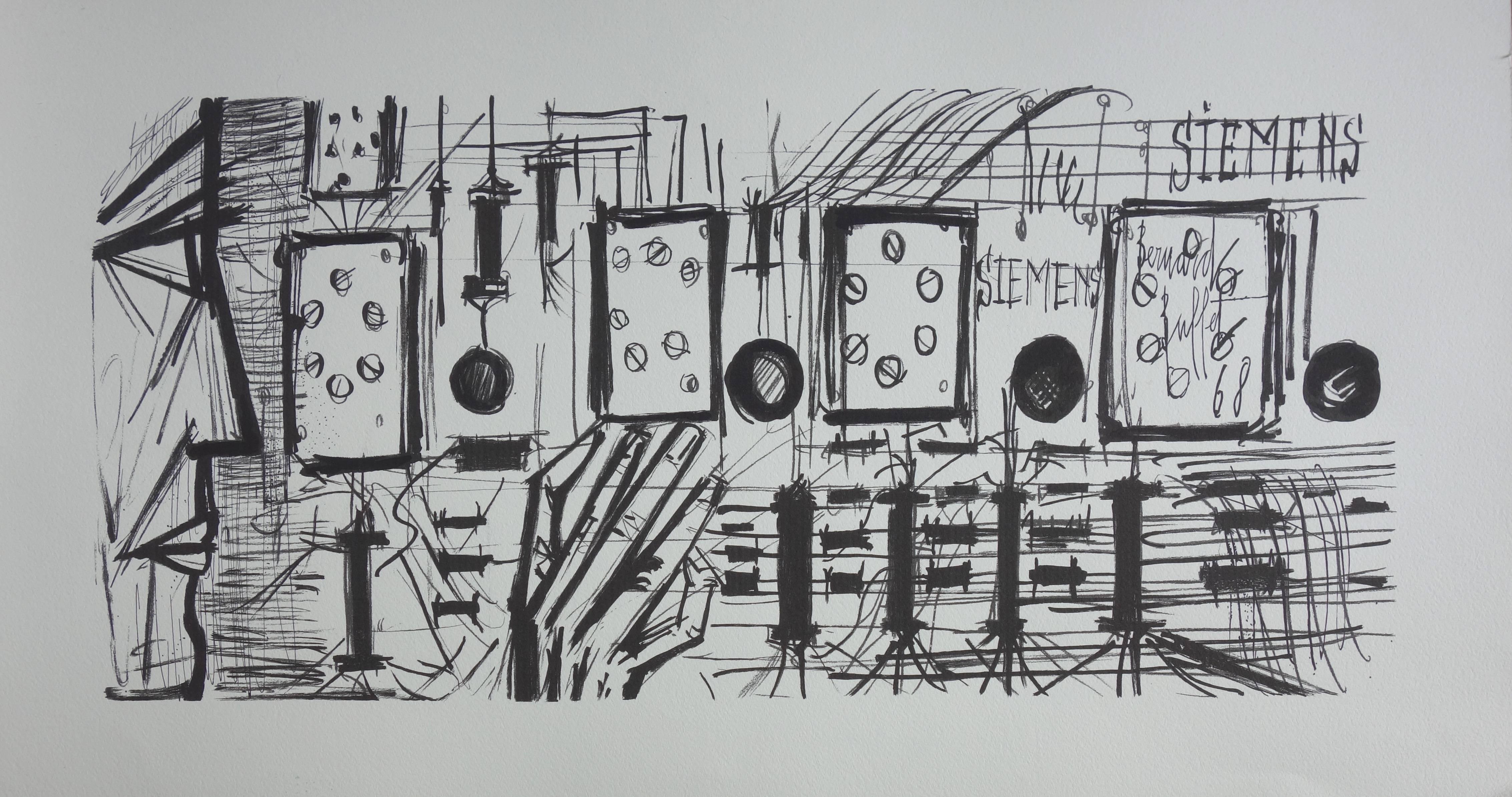Figurative Print Bernard Buffet - Science : Circuits électroniques - Lithographie sur vélin - 1968