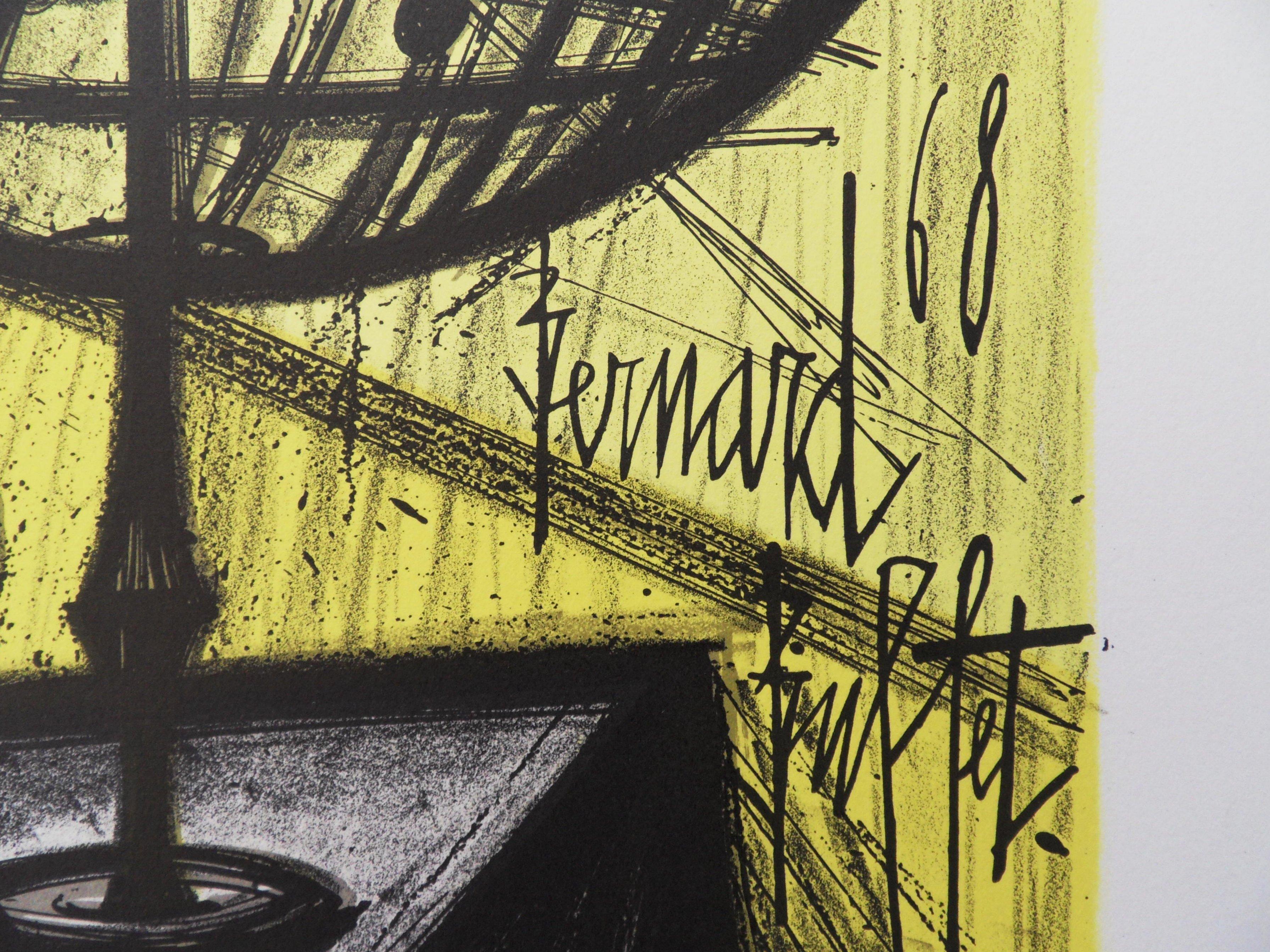 Ciencia : El Microscopio - Litografía original (Mourlot 1969) - Print de Bernard Buffet