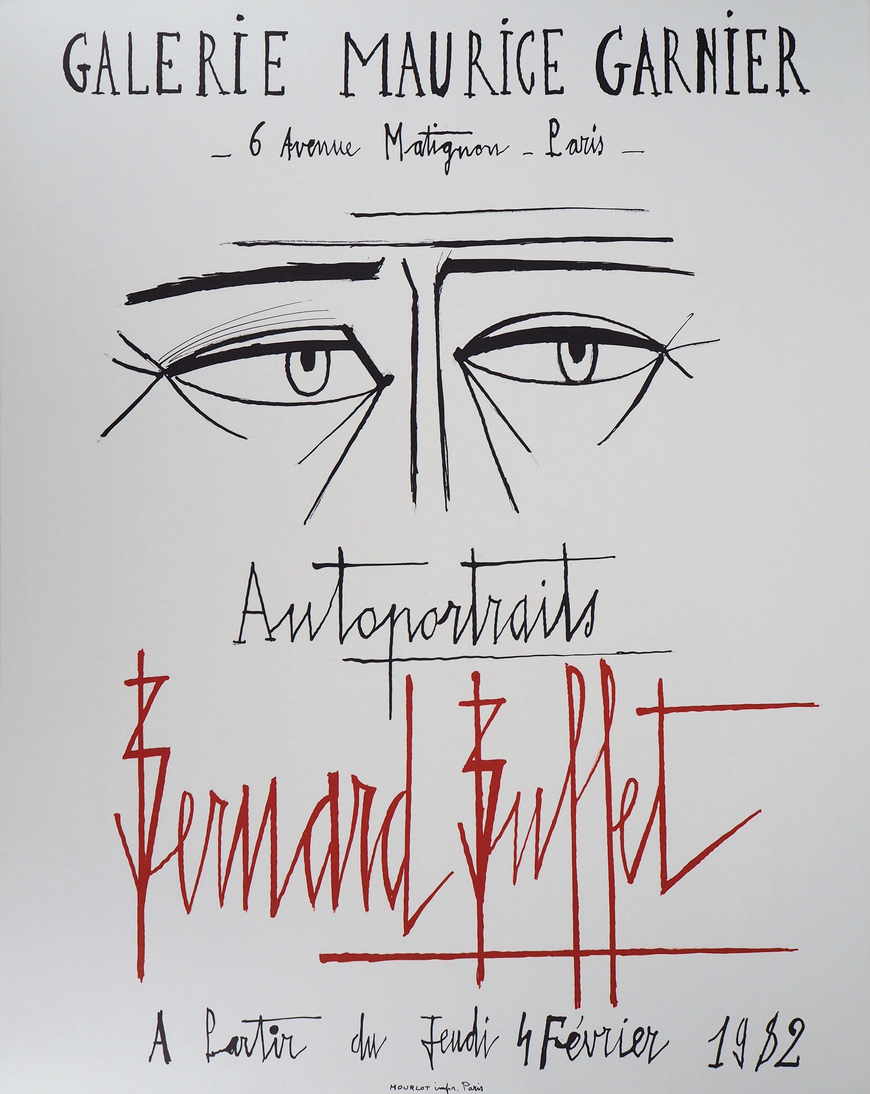 Portrait Print Bernard Buffet - Selfportrait - Lithographie originale de Mourlot, 1982
