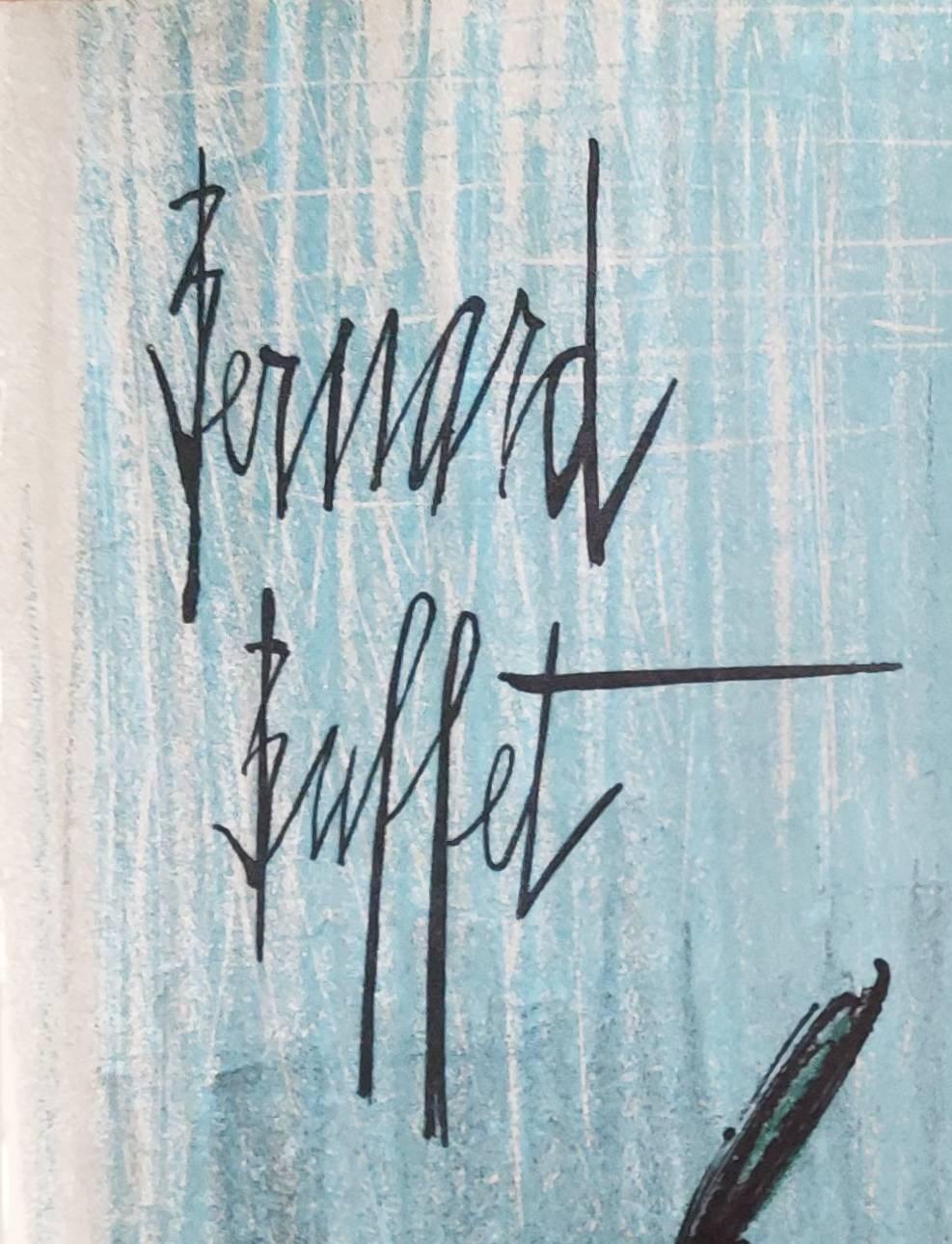 Still Life with a Bottle - Expressionist Print by Bernard Buffet