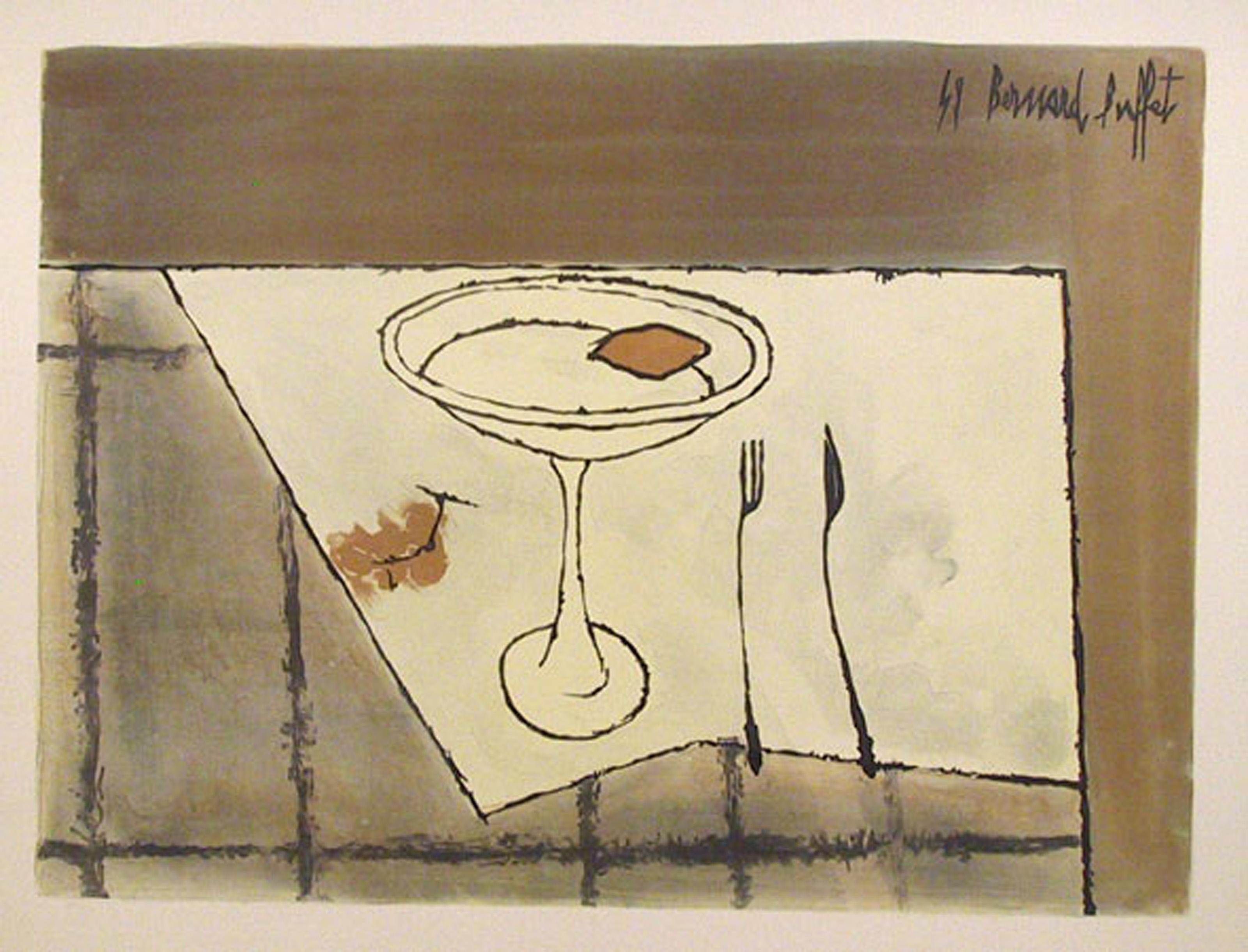Bernard Buffet, French (1928 - 1999) -  Table Setting. Year: 1959, Medium: Lithograph Poster, signed in the plate, Size: 20 in. x 26 in. (50.8 cm x 66.04 cm) 