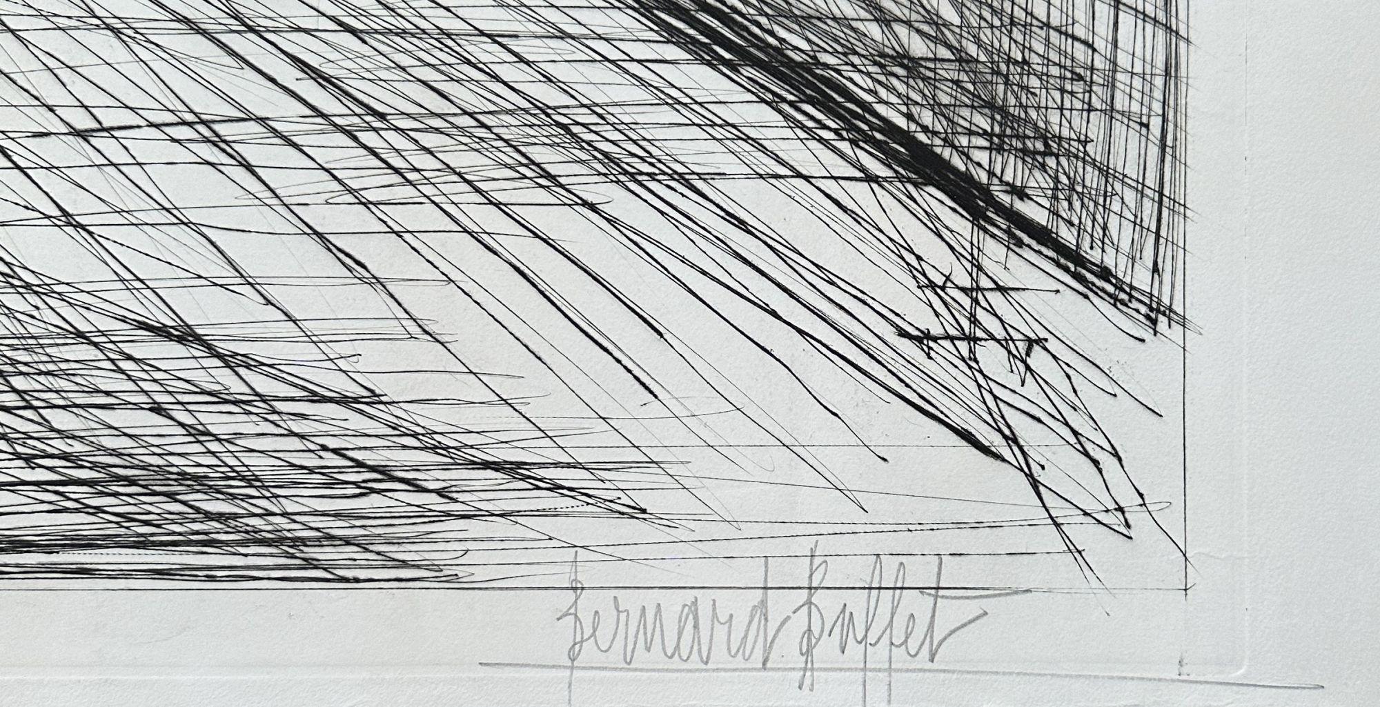 Bernard Buffet
The Canal, 1955

Original etching
Hand signed in pencil
Numbered /125 copies
On BFK Rives vellum size 56 x 76.5 cm (c. 22 x 30 in)
Very good condition

REFERENCES : Catalogue raisonné Bernard Buffet Graveur, référence Rheims #10