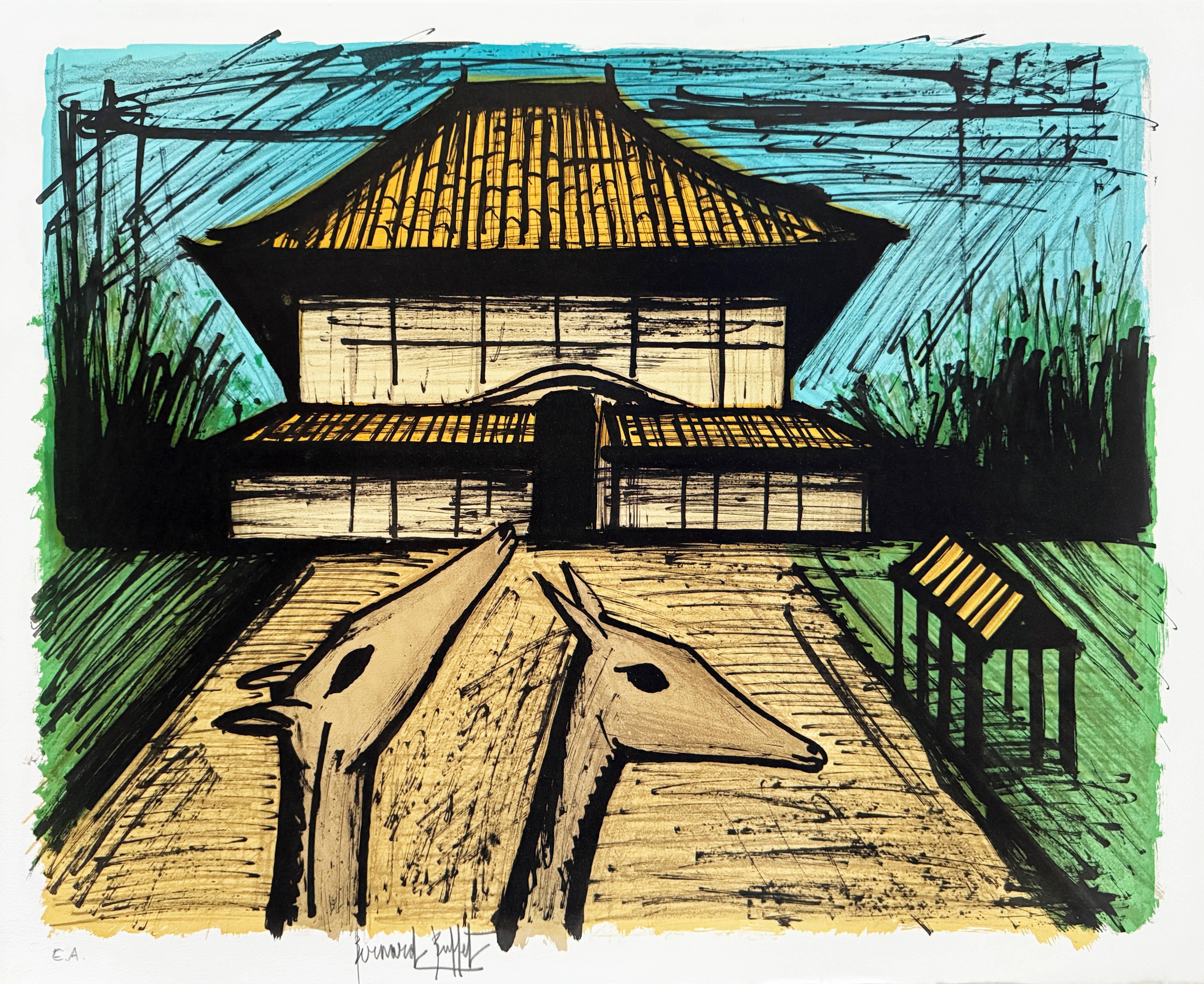 The deer in Nara - Sorlier - Mixed Media Art by Bernard Buffet