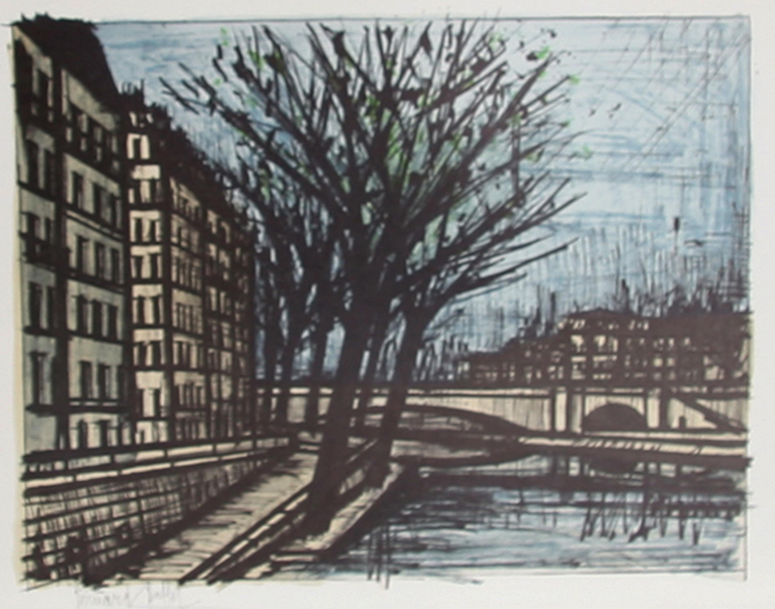 Bernard Buffet, French (1928 - 1999) -  The Quai d'Anjou. Medium: Offset Lithograph, Size: 20 x 24 in. (50.8 x 60.96 cm) 