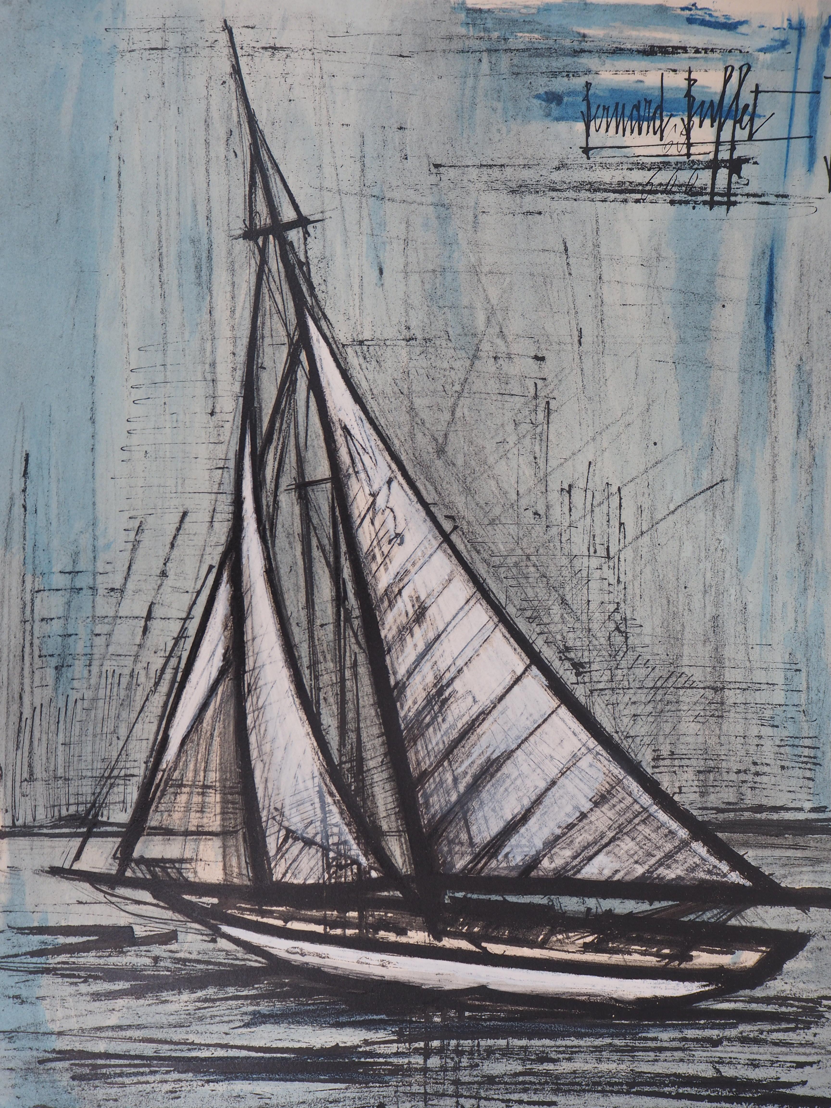 Le bateau à voile - Lithographie - Moderne Print par Bernard Buffet