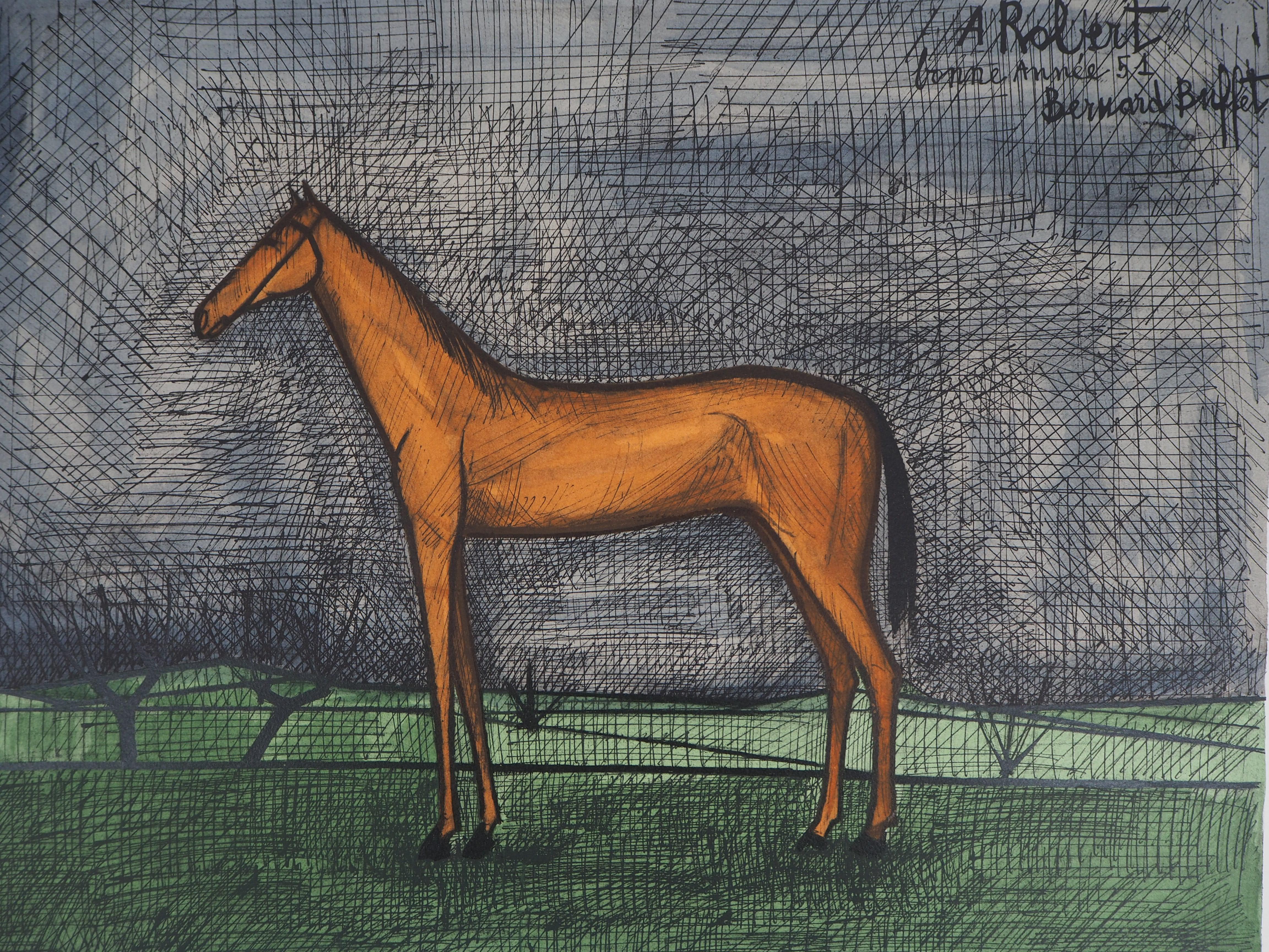 The Thoroughbred Horse - Lithograph - Modern Print by Bernard Buffet