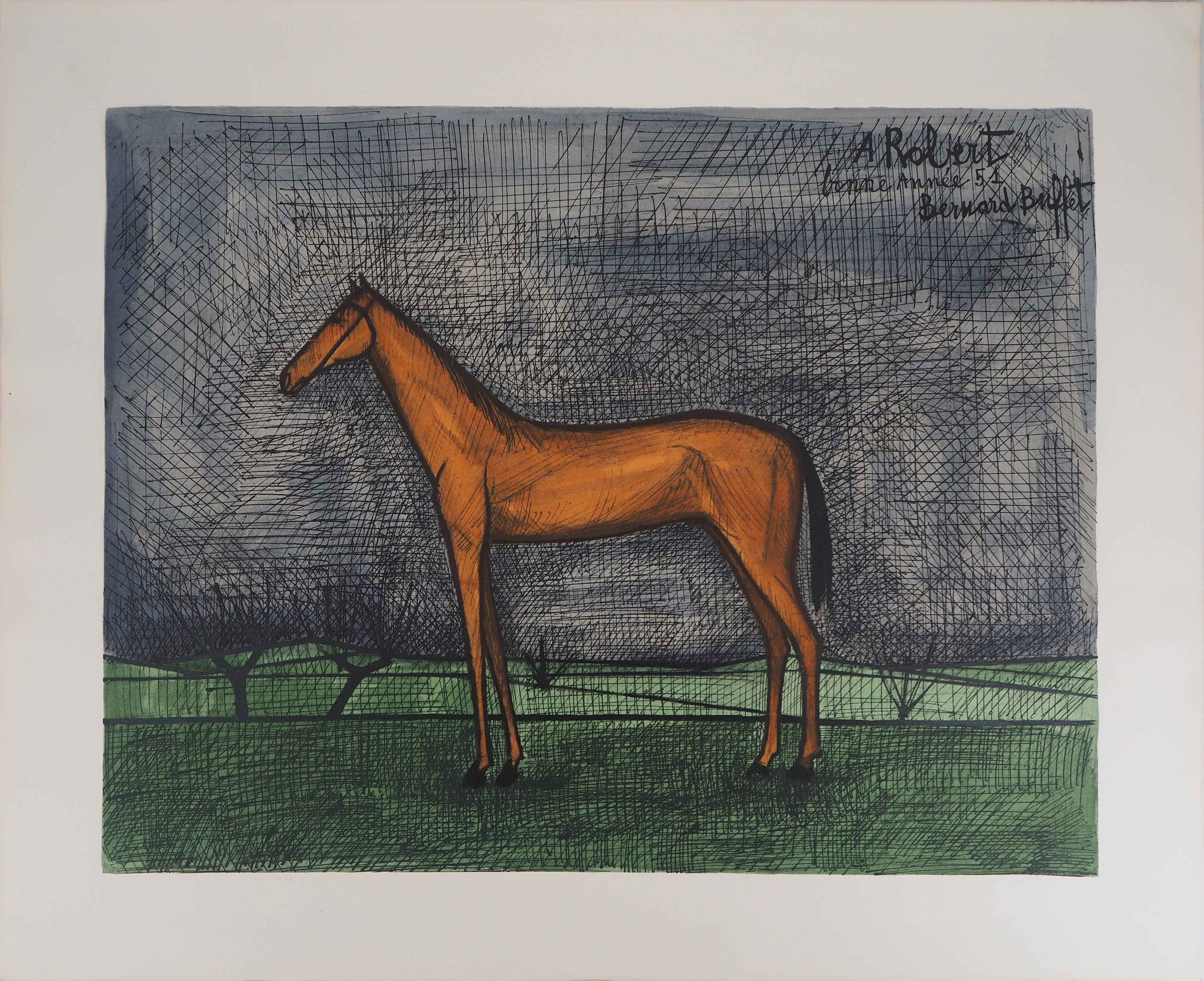 Animal Print di Bernard Buffet - Il cavallo purosangue - Litografia