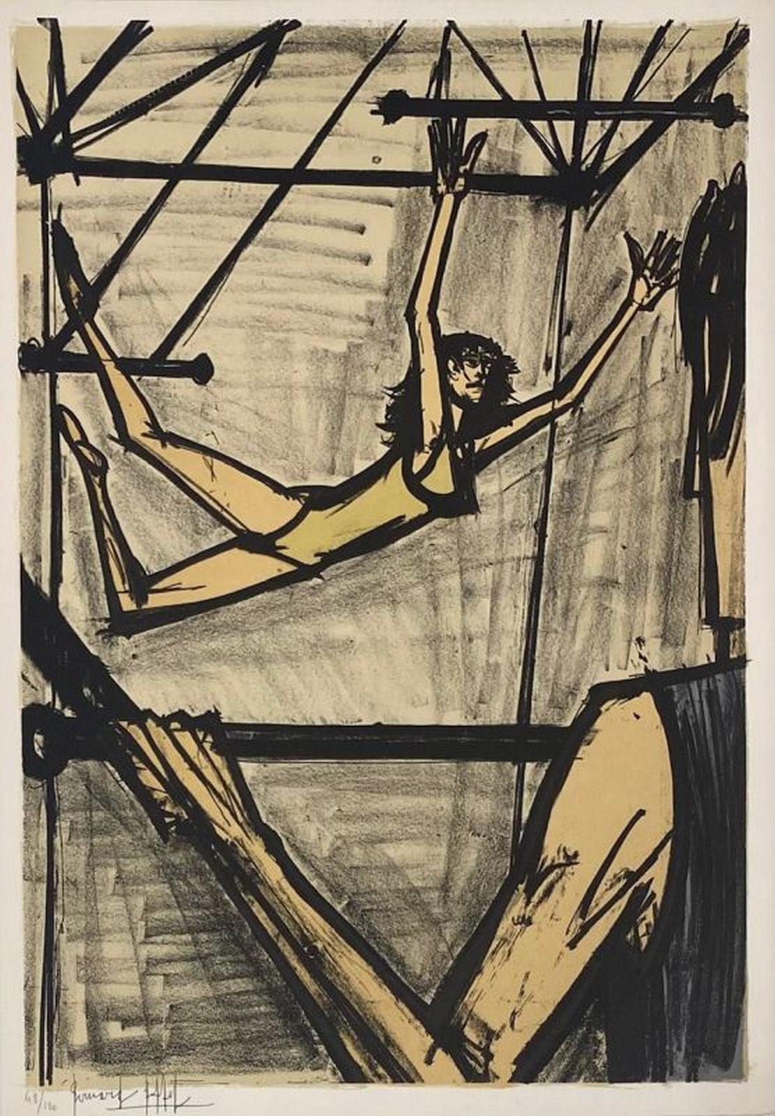 Bernard Buffet Abstract Print - The trapeze artists 