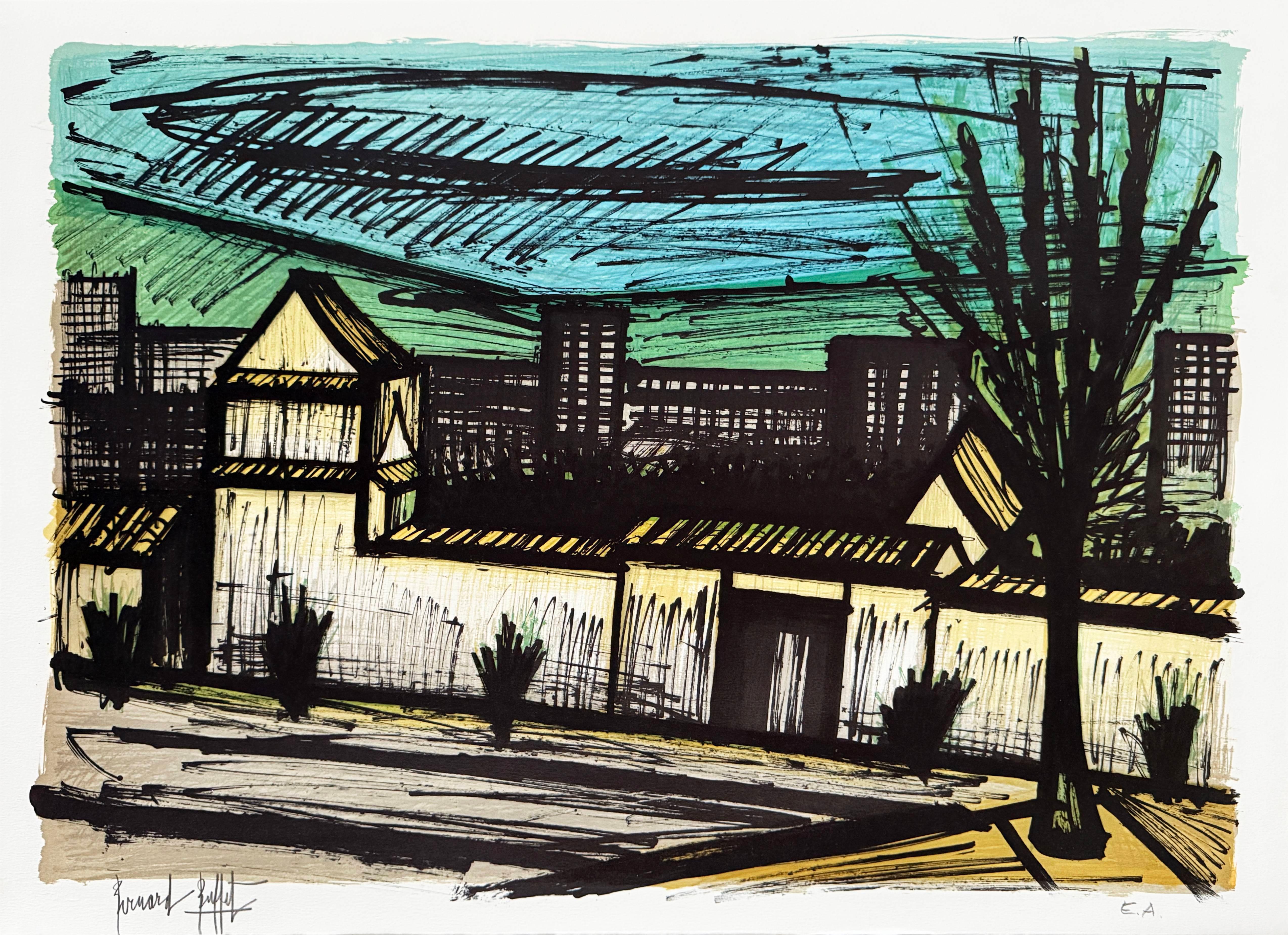 Vista dall'hotel, Kyoto - Print di Bernard Buffet