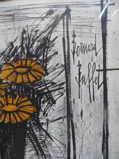 Impression litho vintage fleurie par Bernard Buffet, circa 1968