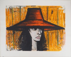 Woman with Orange Hat - Lithograph