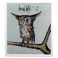 Bernard Buffet tapestry, "La Chouette" / "The Owl", France, 1969