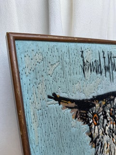 Bernard Buffet, die Eule 'La Chouette' Gerahmter Wandteppich Wandkunst 1974