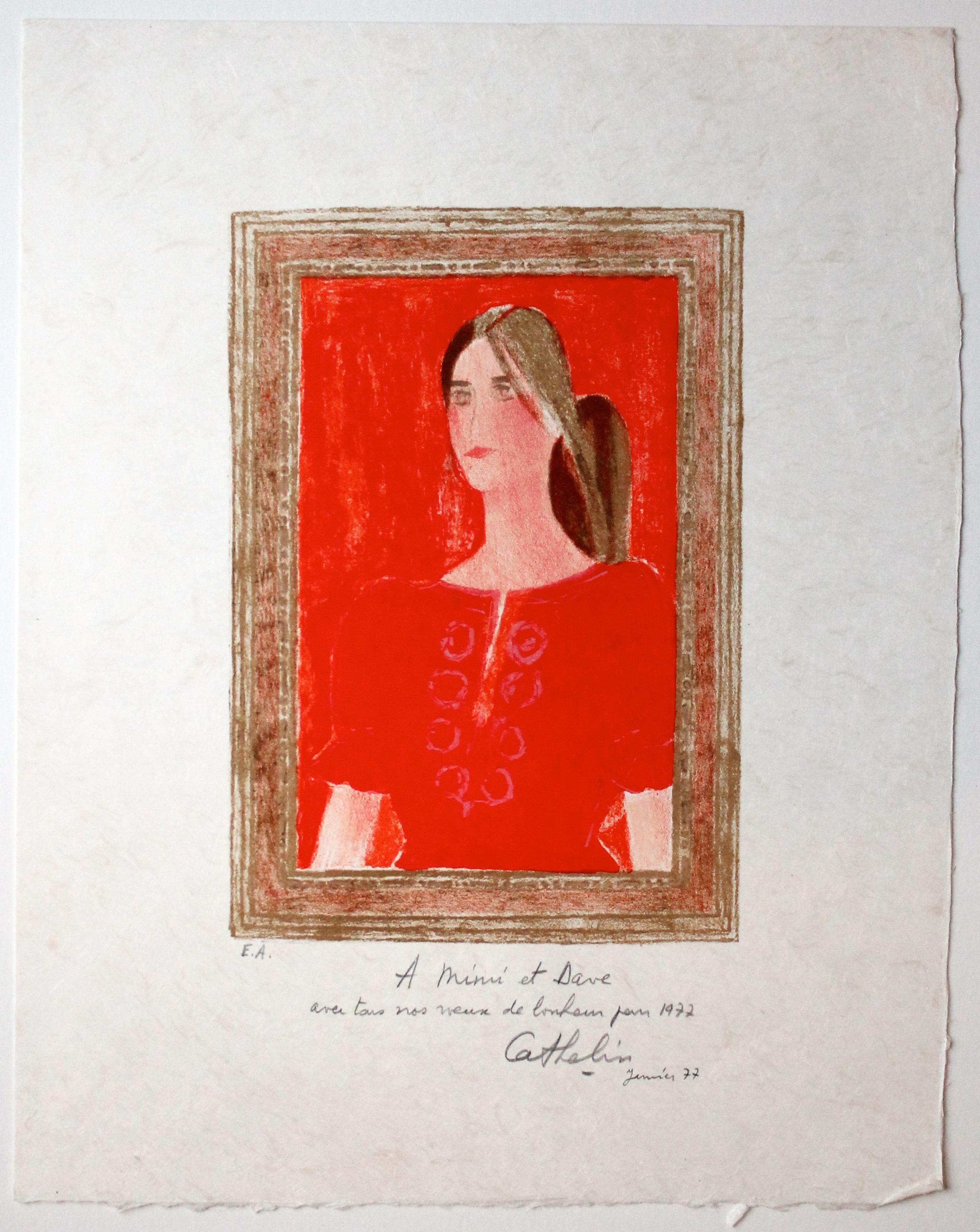 Beautiful decorative original print by the famous French Painter Bernard Cathelin(1919-2004). Printed in 1976 in an edition of 150, our print is an artist's proof (E.A.) especially annotated to the artitst's American dealer David Fimlay. Paper size: