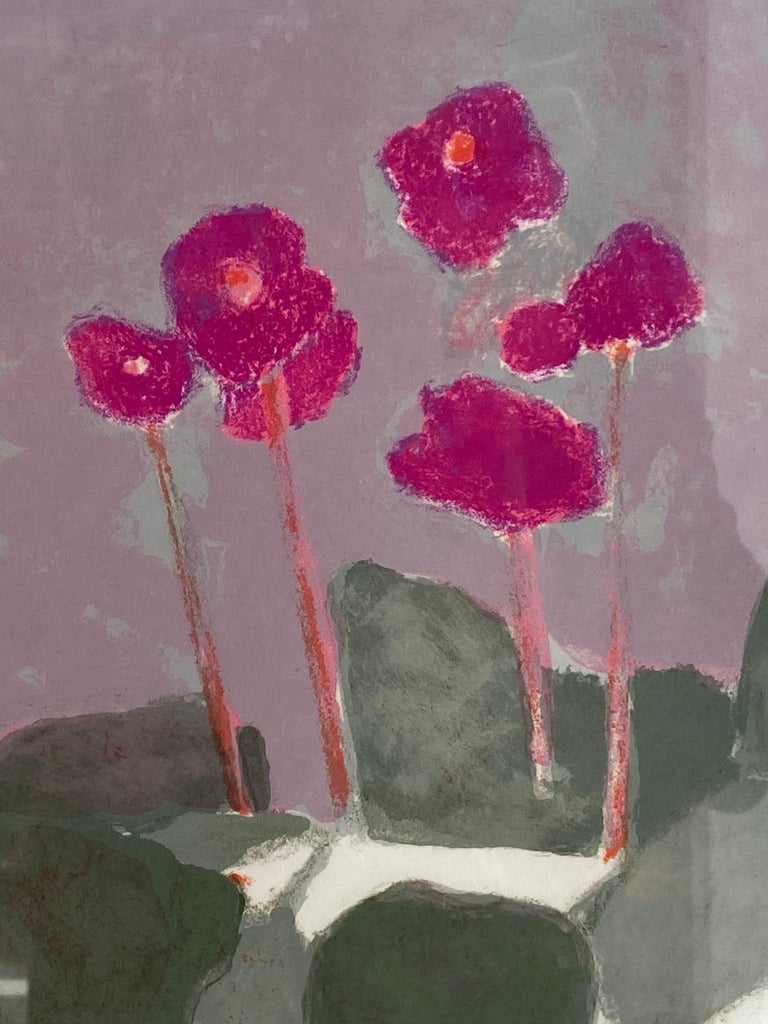 Paper Bernard Cathelin Flower Still Life Lithograph For Sale