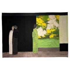 Bernard Cathelin. "Katsura - Harmonie noire et verte" Tapisserie de laine française