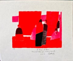 Bernard Cathelin "Siluetas múltiples" Litografía original