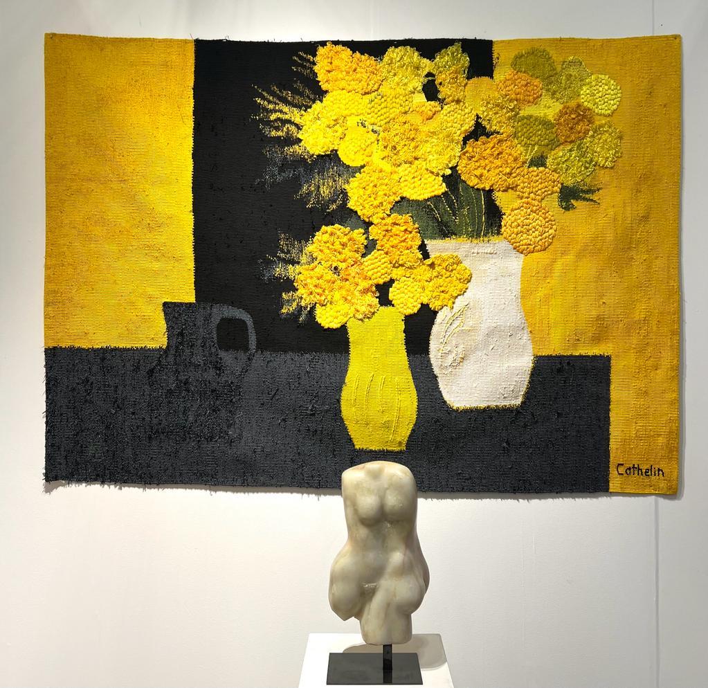 - Einzigartiges Stück
- Entwurf von ca. 1980
- 66 x 90.5 in, 168 x 230 cm
- Unterschrift unten rechts
- Hergestellt von Atelier 3

Im Juli 1973 beauftragte Bernard Cathelin das Atelier 3 mit der Gestaltung seines ersten Wandteppichs - Der