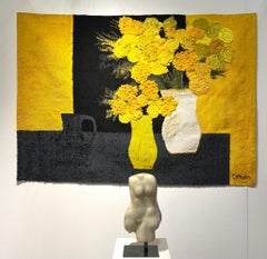 Bernard Cathelin "Nature morte aux deux bouquets de roses ol'lude" - Tapiz