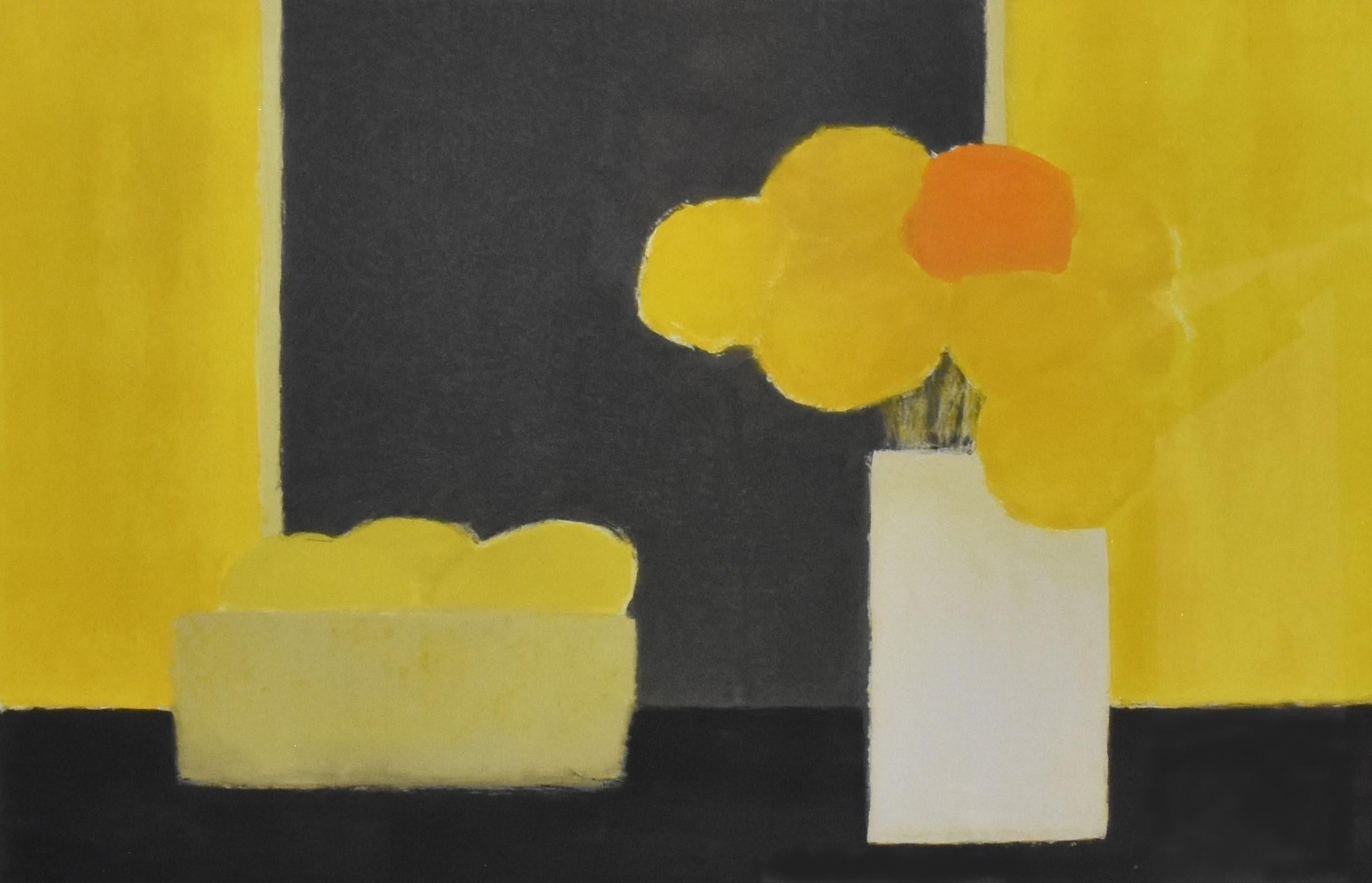 Bernard Cathelin Still-Life Painting - Flower still-life Cubist