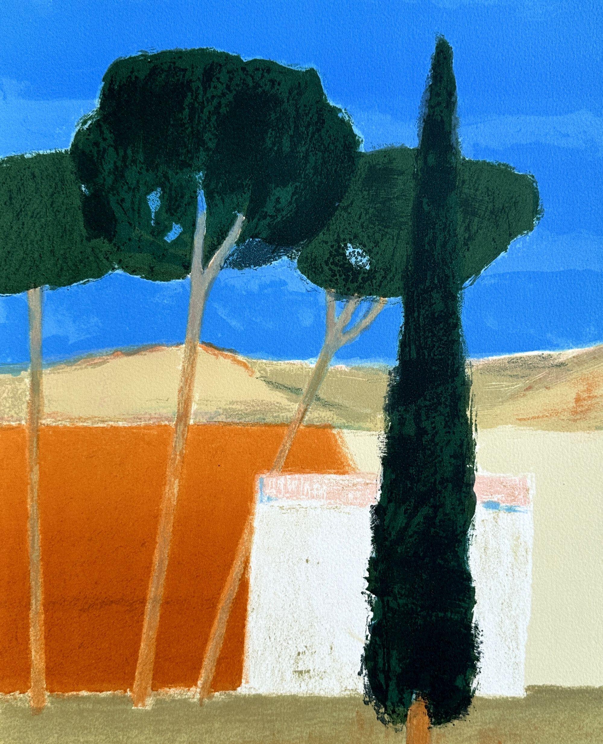 Trees in Provence - Lithographie originale signée à la main - 100 exemplaires - Print de Bernard Cathelin