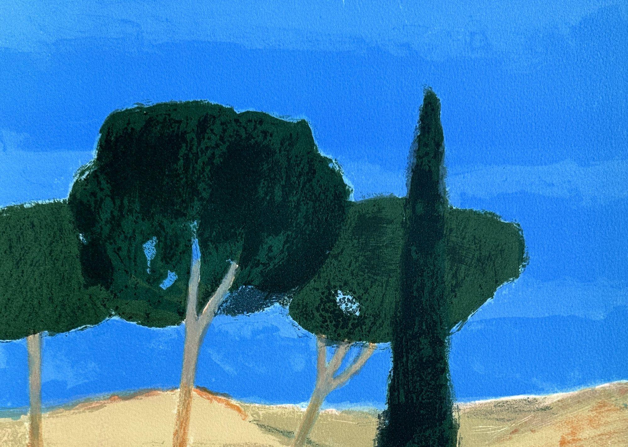 Trees in Provence - Lithographie originale signée à la main - 100 exemplaires - Moderne Print par Bernard Cathelin