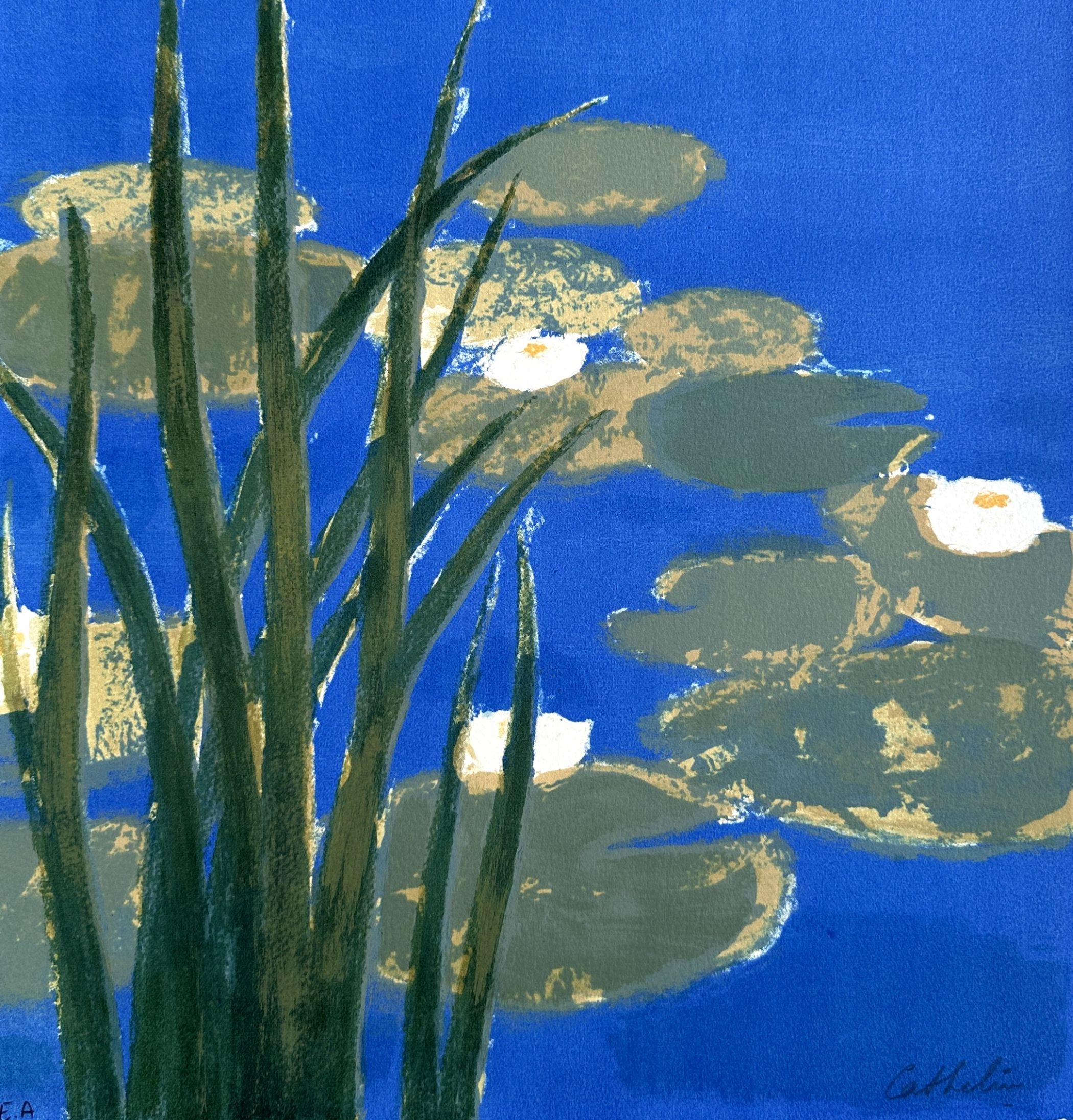 Lilies d'eau - Lithographie originale signée à la main - 100 exemplaires - Print de Bernard Cathelin
