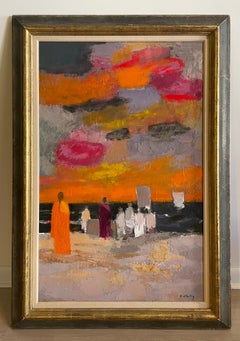 Bernard Cathelin, "Soir sur la Plage de Negombo" 1968 - Oil Painting