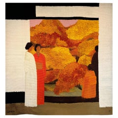 Bernard Cathelin "Ville Imperiale de Katsura en Automne" - Französischer Wandteppich aus Wolle