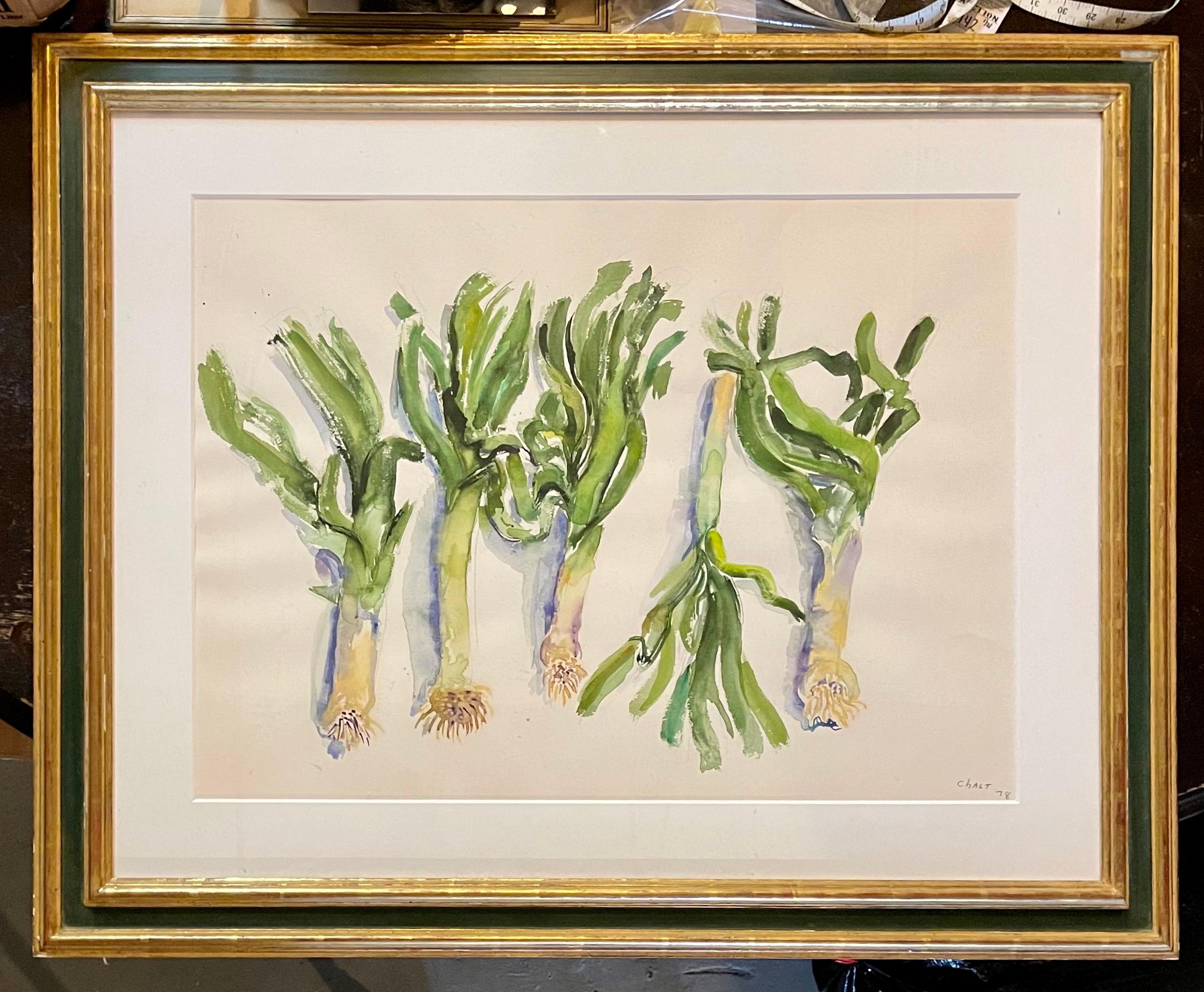 Large American Modernist Watercolor Painting Leeks Bernard Chaet Expressionist For Sale 4