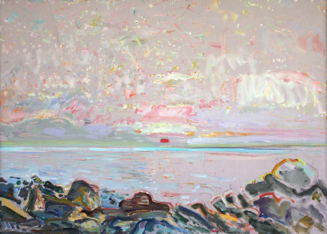 "Sunrise" Bernard Chaet Oil Painting of Ocean Sunrise in Cape Ann 