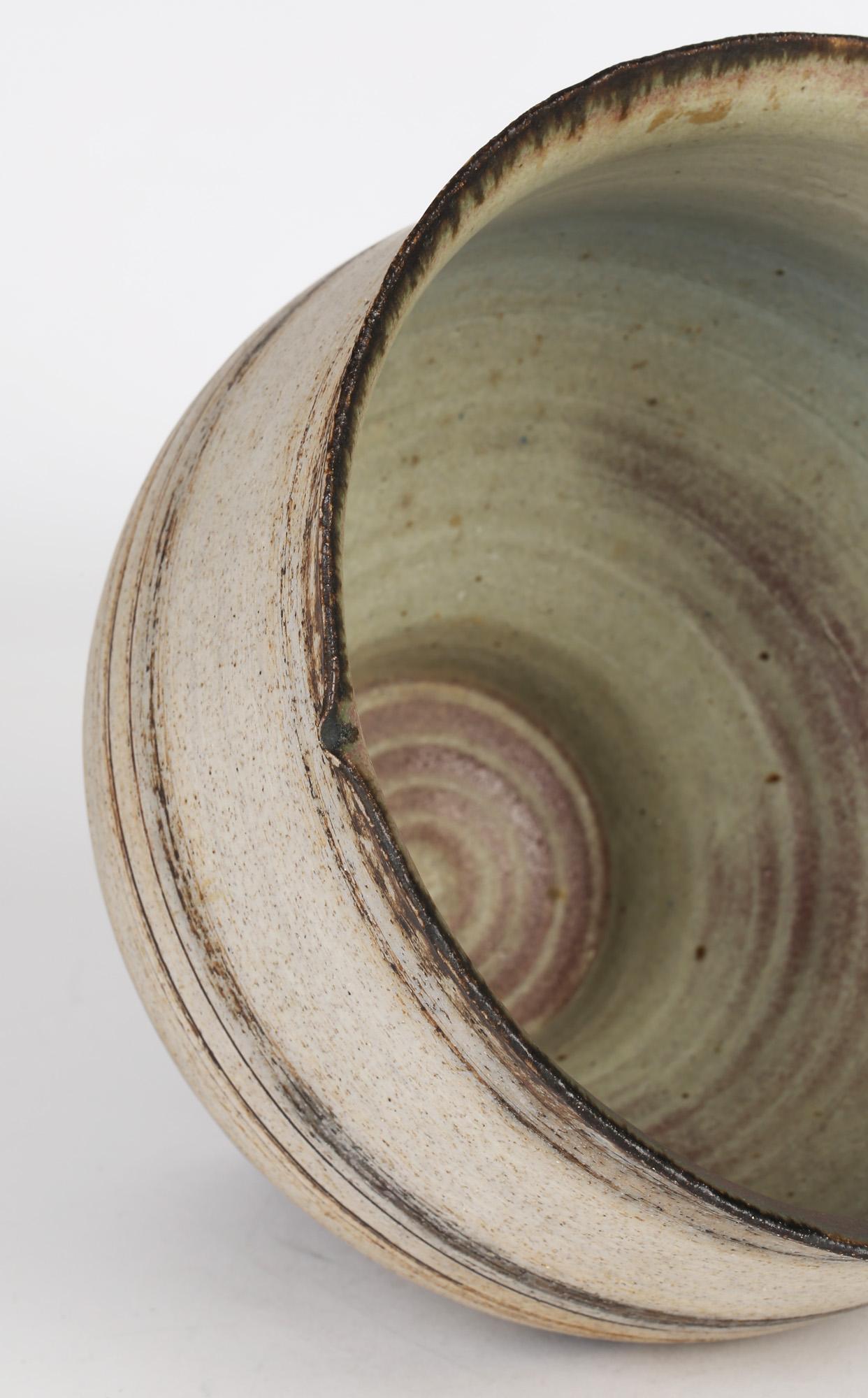 English Bernard Charles Large Oatmeal Linear Design Studio Pottery Vase